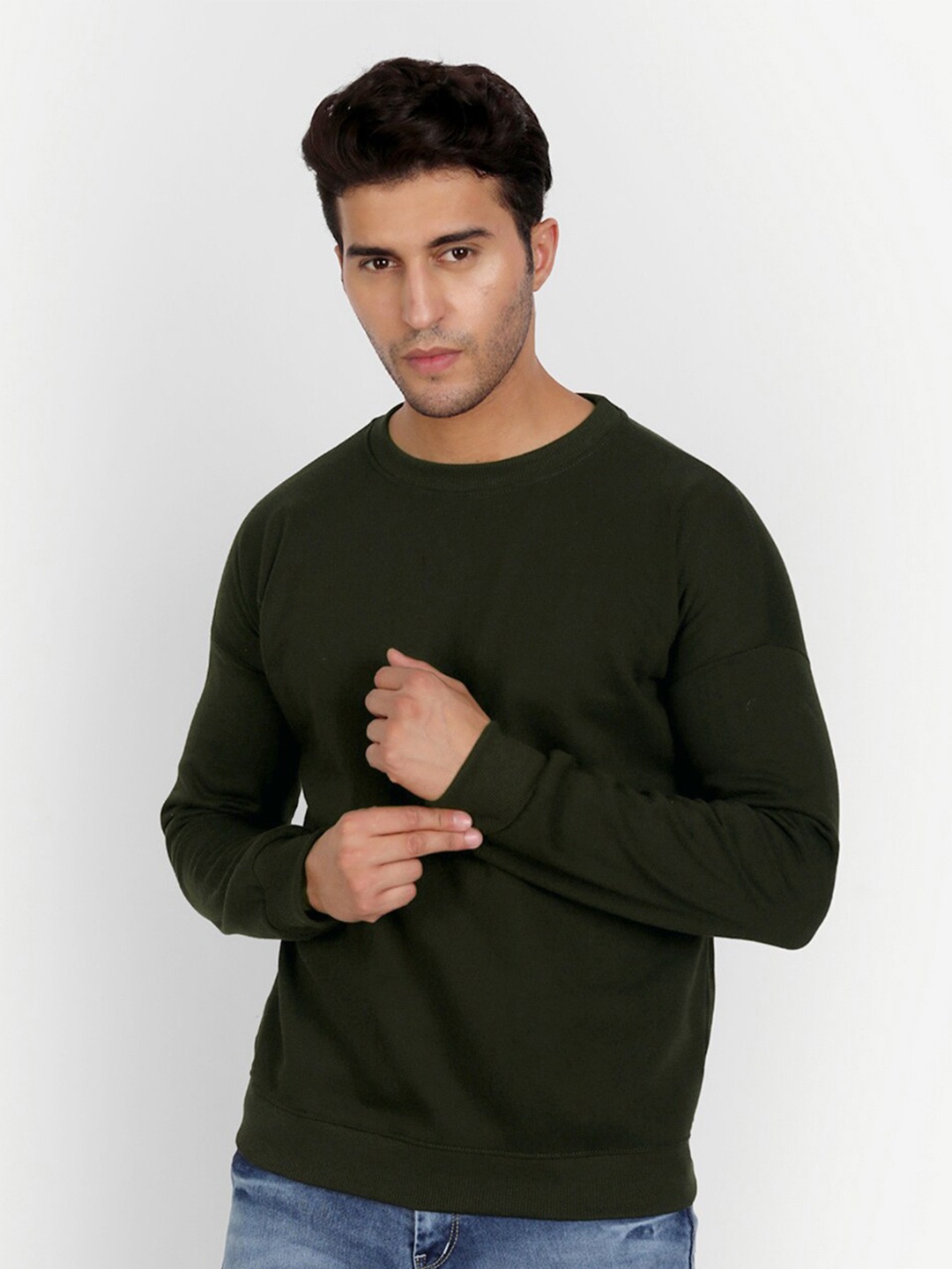 

COLOR CAPITAL Fleece Drop Shoulder Sweatshirt, Olive