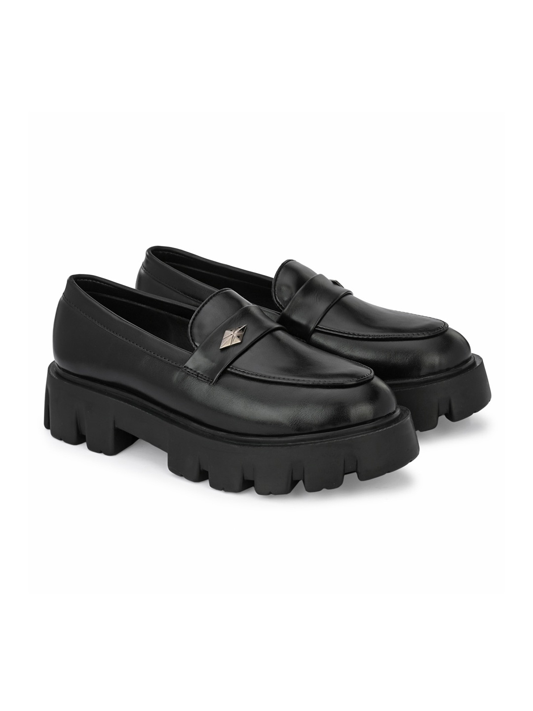 

ATTITUDIST Men Lightweight Flatform Heel Penny Loafers, Black