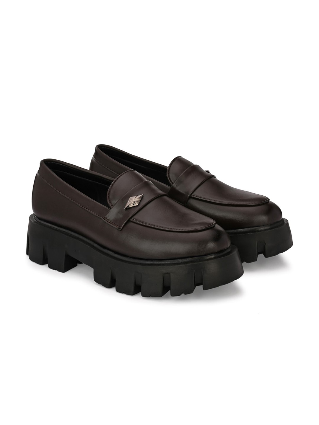 

ATTITUDIST Men Lightweight Flatform Heel Penny Loafers, Brown