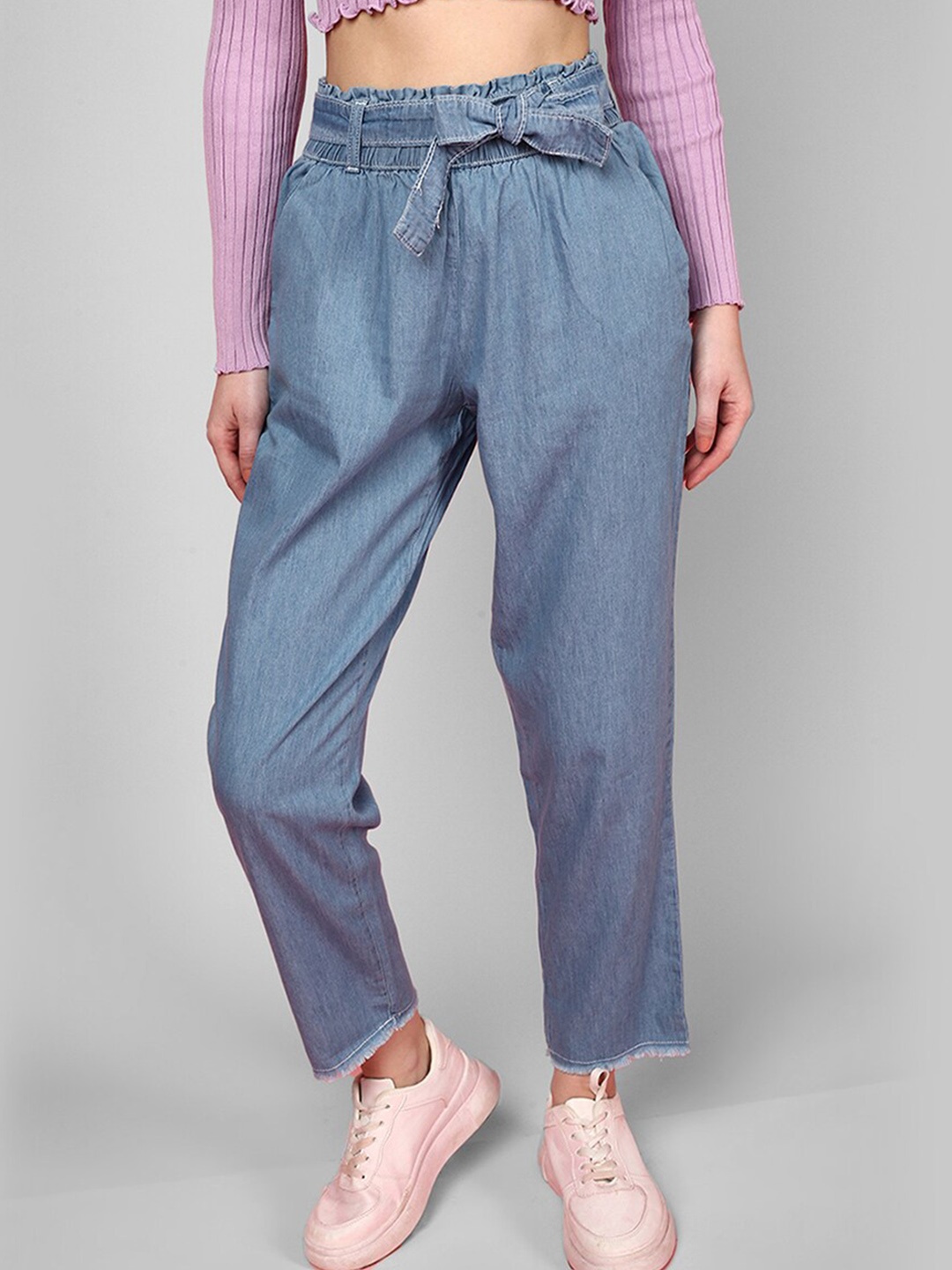 

JUNEBERRY Women Original Flared High-Rise Clean Look Jeans, Blue