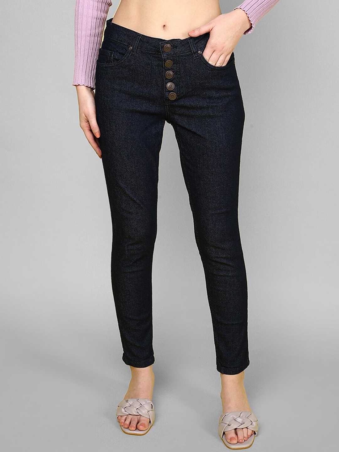 

JUNEBERRY Women Original Skinny Fit Low-Rise Clean Look Stretchable Jeans, Blue