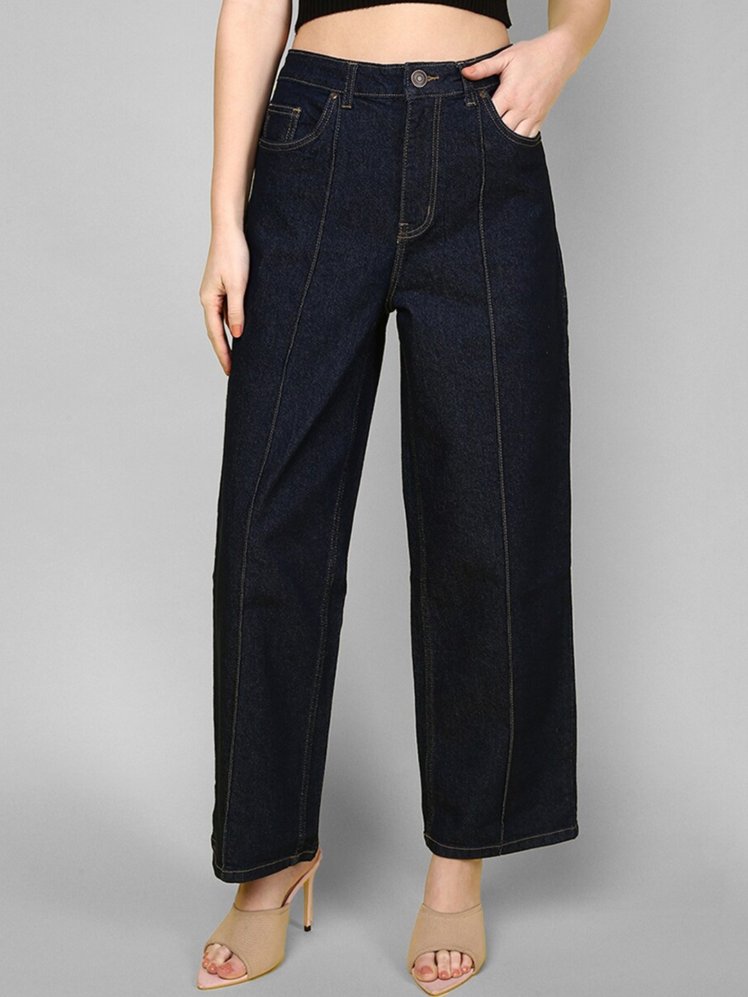 

JUNEBERRY Women Original Straight Fit High-Rise Clean Look Stretchable Jeans, Blue