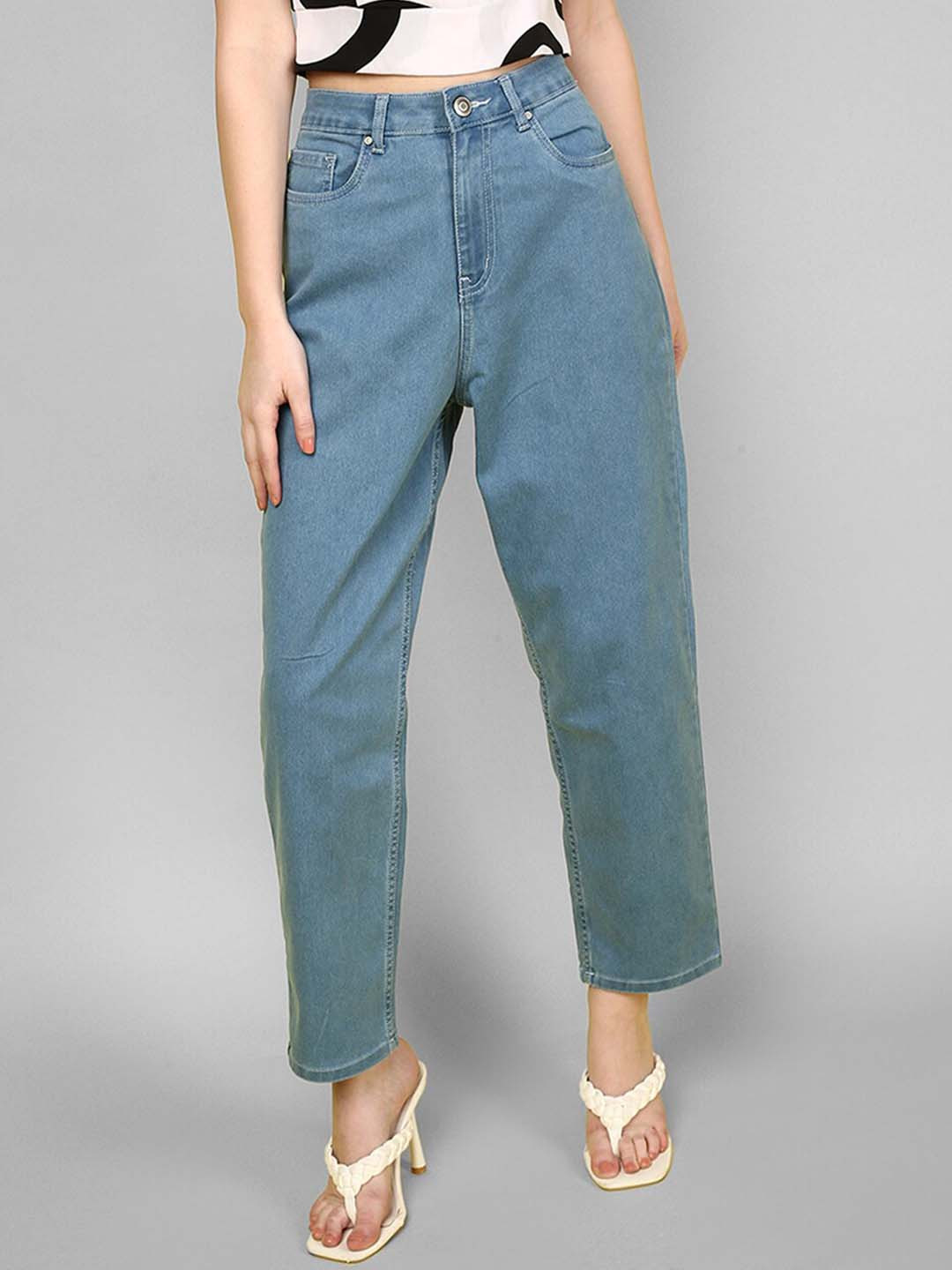 

JUNEBERRY Women Original Straight Fit Mid-Rise Clean Look Stretchable Jeans, Blue