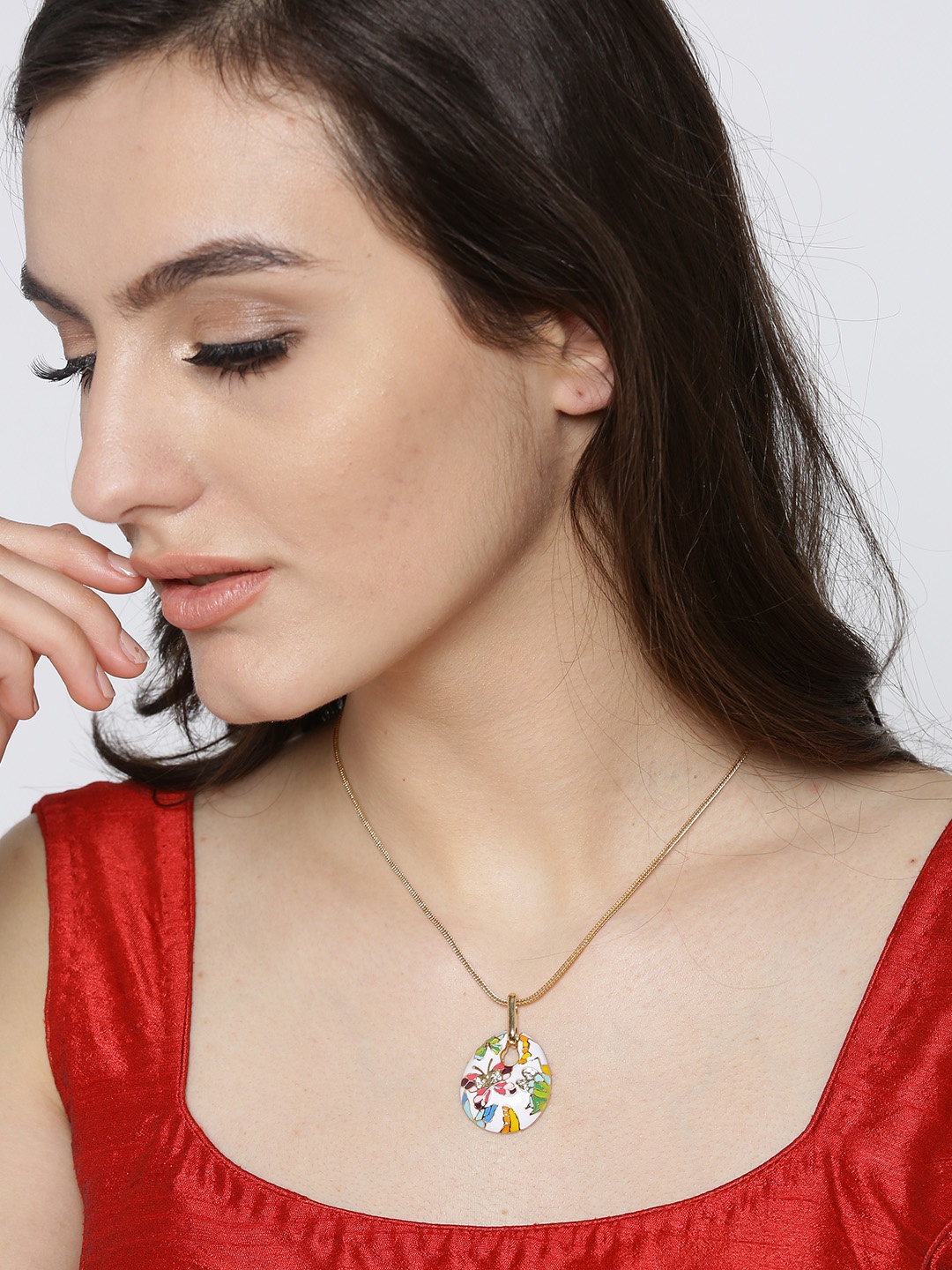 

YouBella Multicoloured Stone-Studded Pendant with Chain, Multi