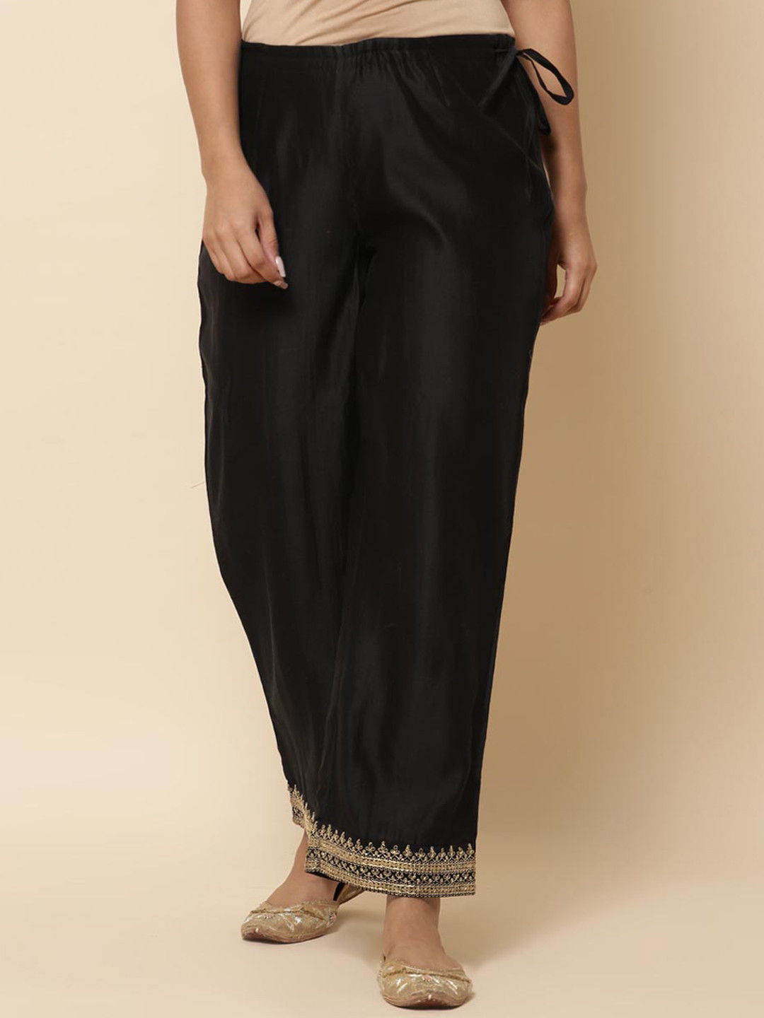 

Fabindia Women Pleated Culottes Trousers, Black