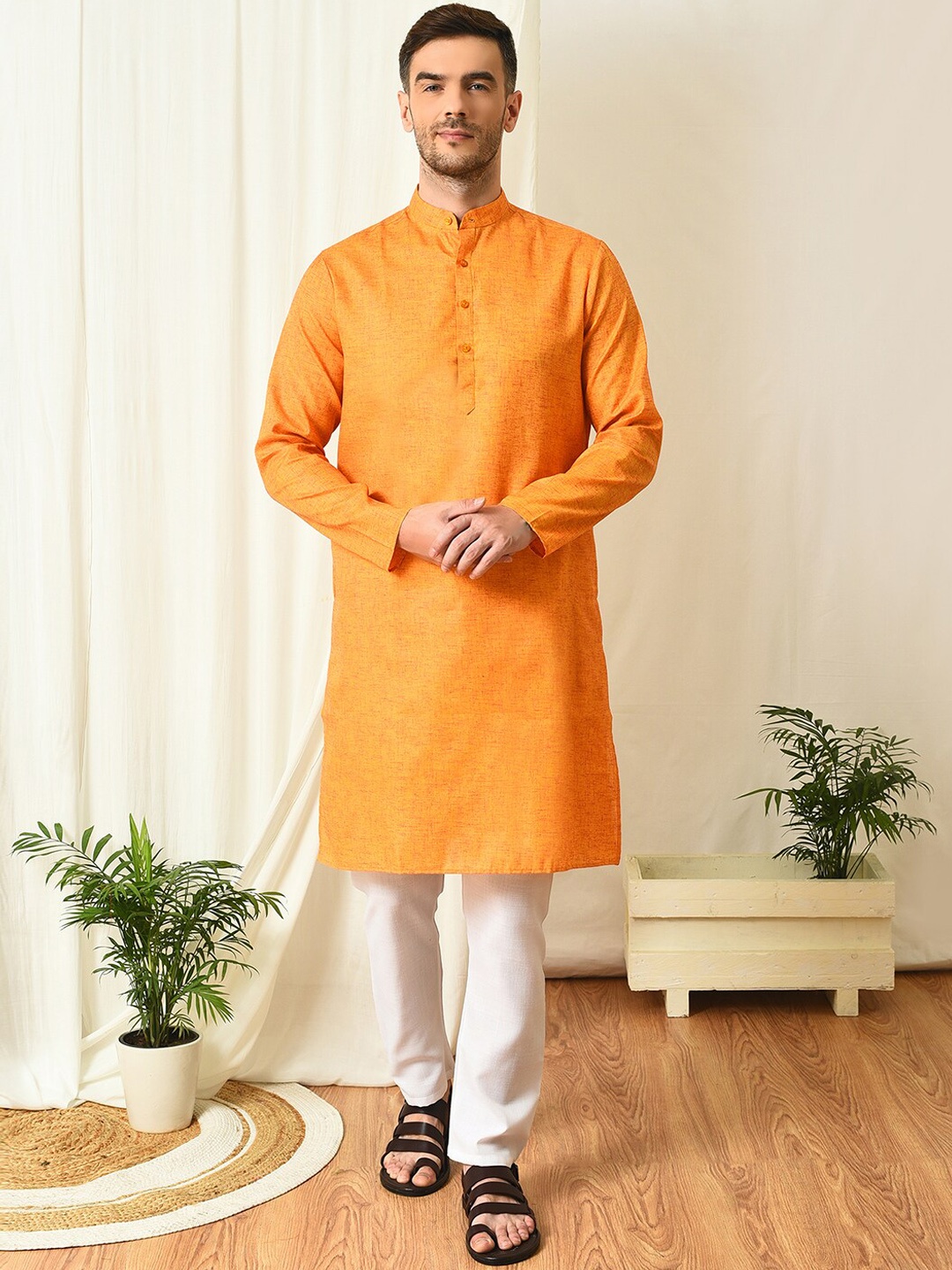 hangup trend Regular Kurta with Pyjamas, Orange