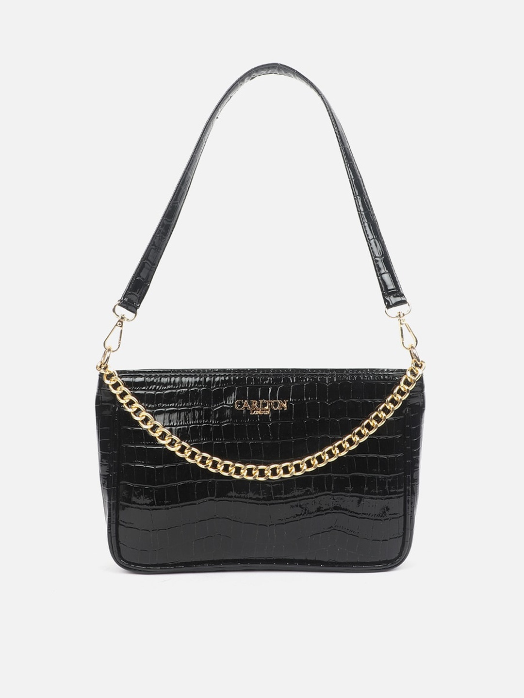

Carlton London Textured Structured Handheld Bag, Black