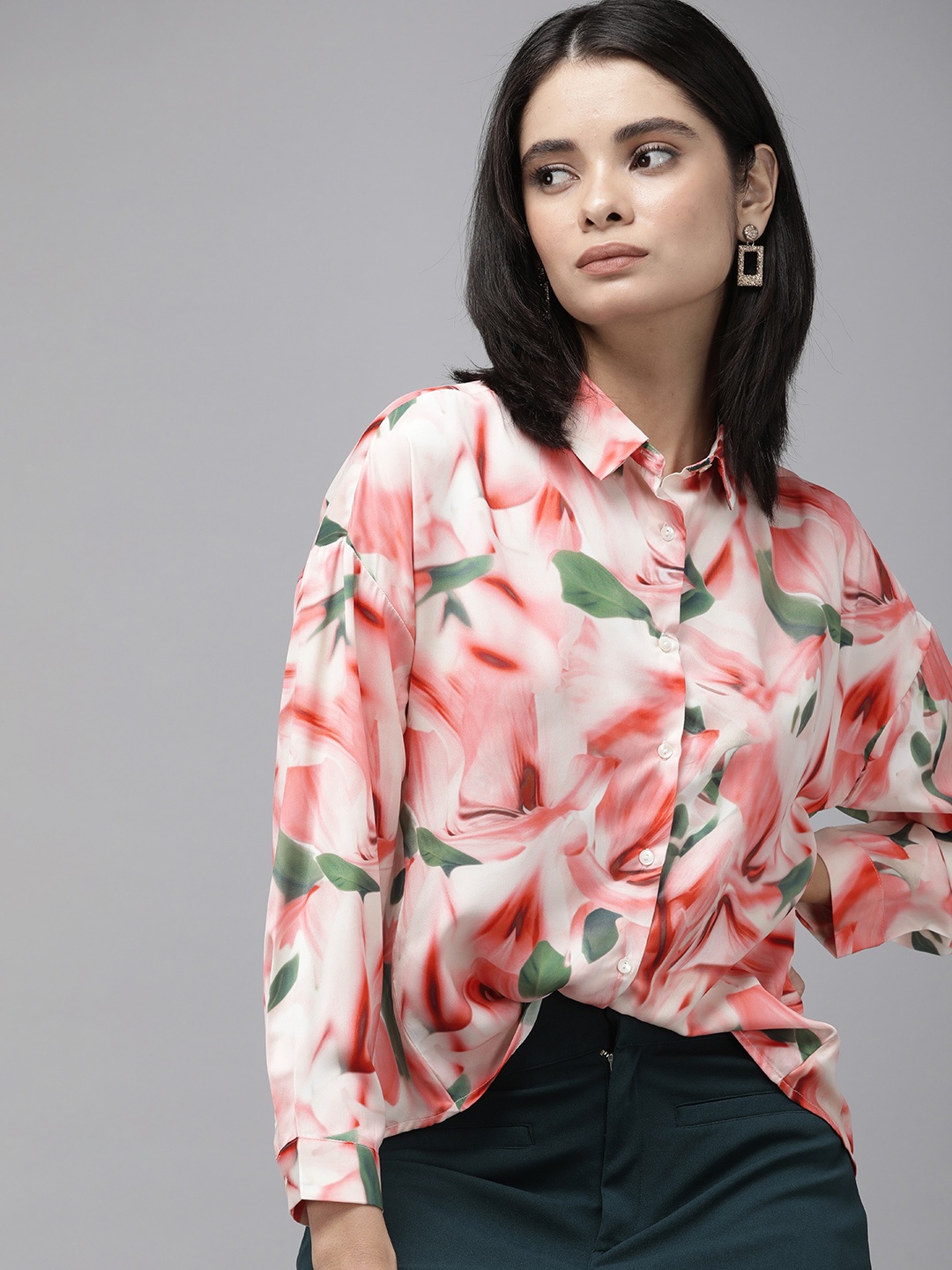

Van Heusen Woman Floral Printed Casual Shirt, Pink