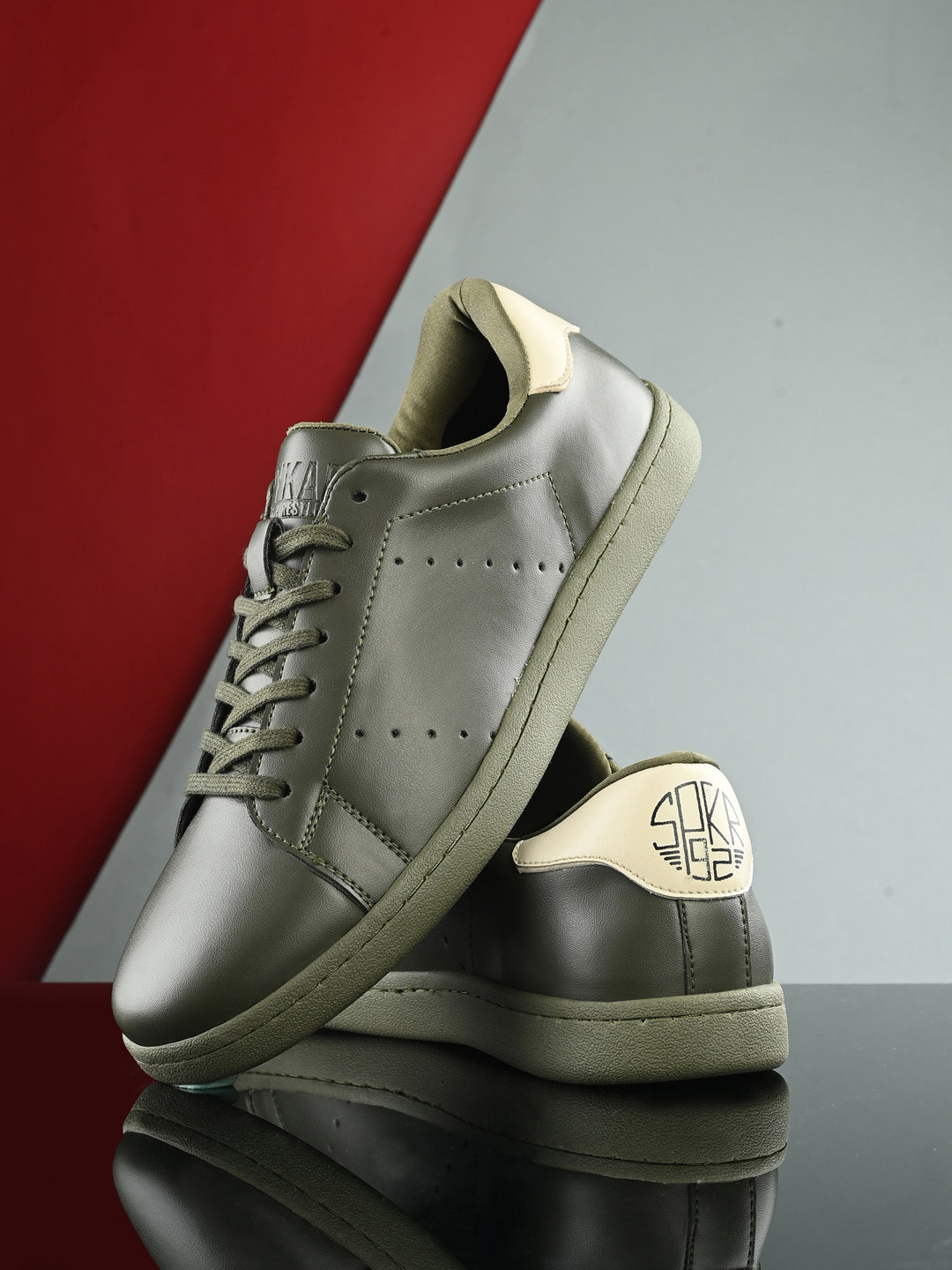 

SPYKAR Men Perforations Basics Sneakers, Olive
