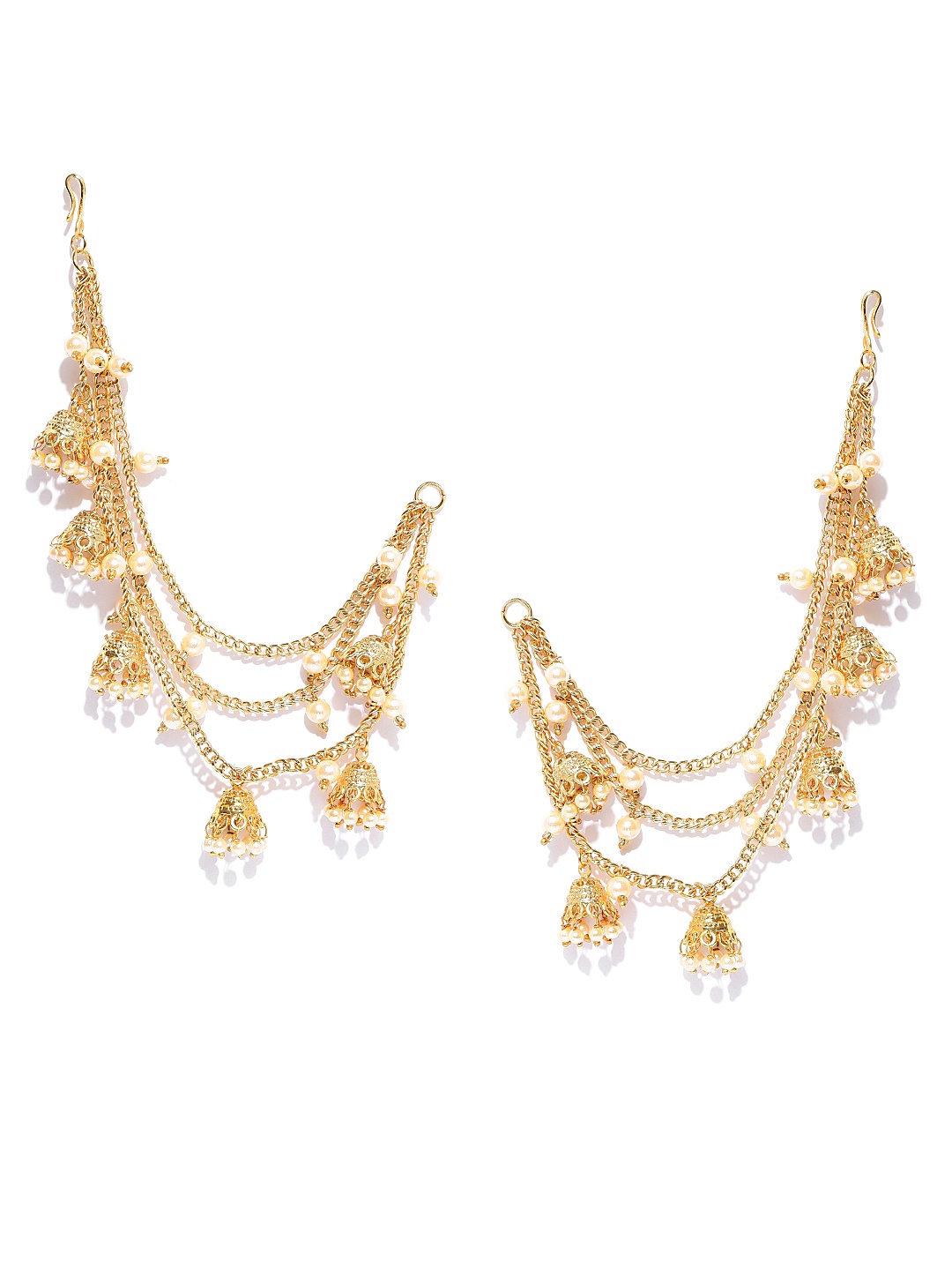 

YouBella Cream-Coloured Gold-Plated Beaded Ear Chains