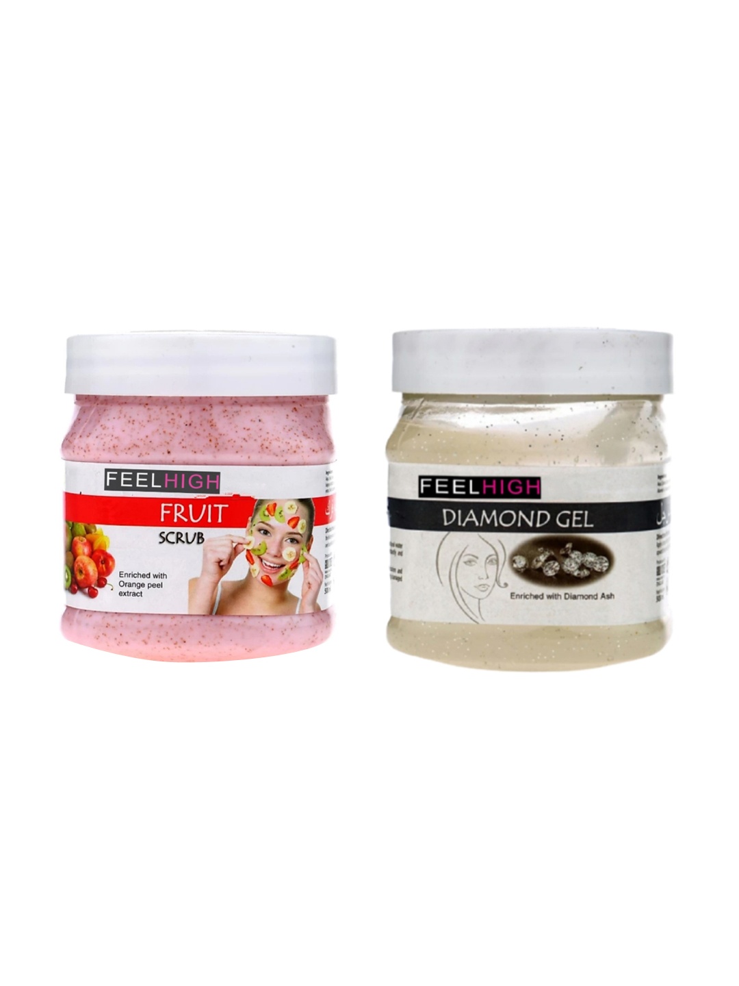 

FEELHIGH Face & Body Fruit Scrub with Diamond Skin Purifying Gel - 500ml each, Multi