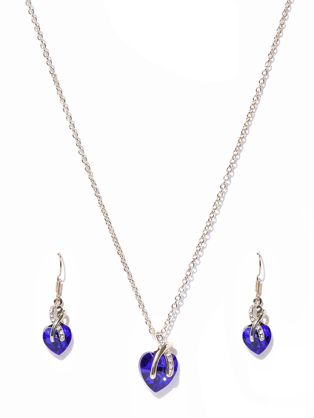 

YouBella Gold-Toned & Blue Stone-Studded Jewellery Set