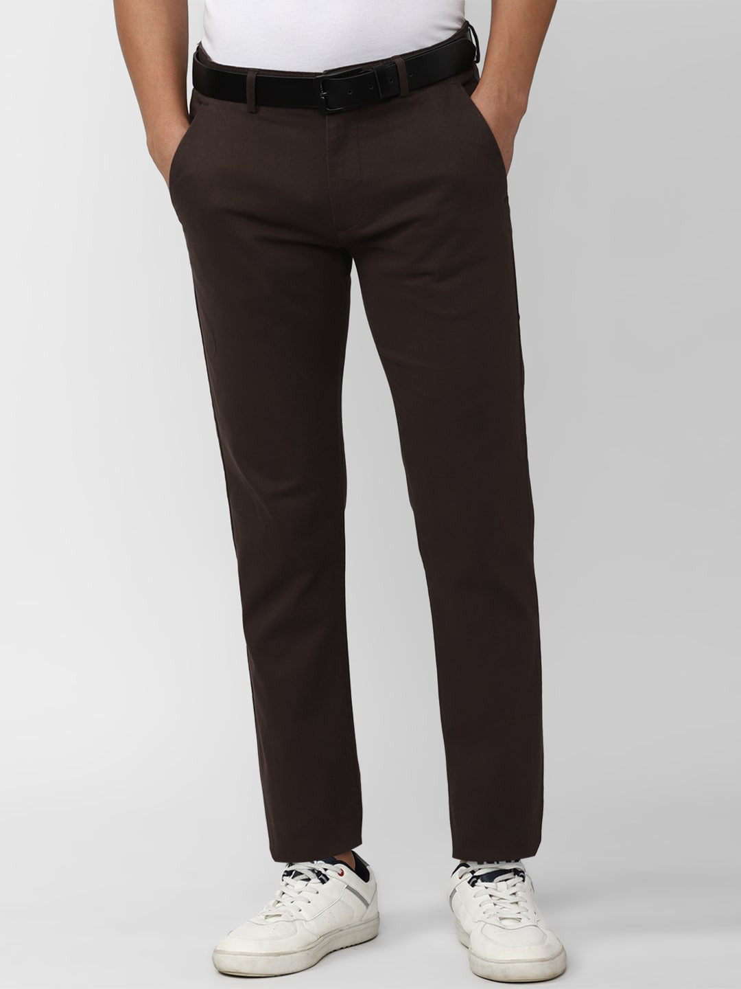 

Peter England Casuals Men Slim Fit Chinos Trousers, Brown