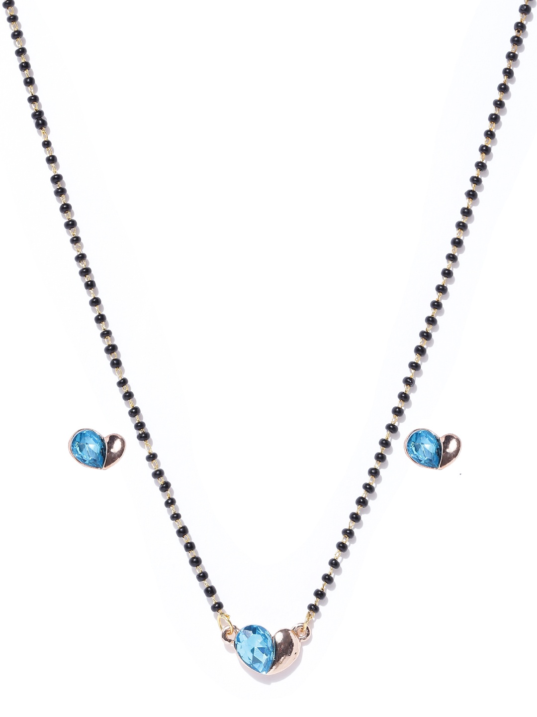 

YouBella Black & Gold-Toned Beaded Mangalsutra Set