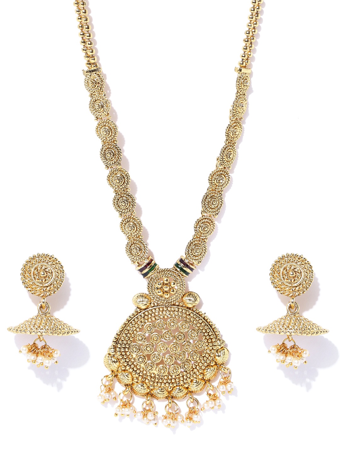 

YouBella Gold-Toned Textured Beaded Jewellery Set