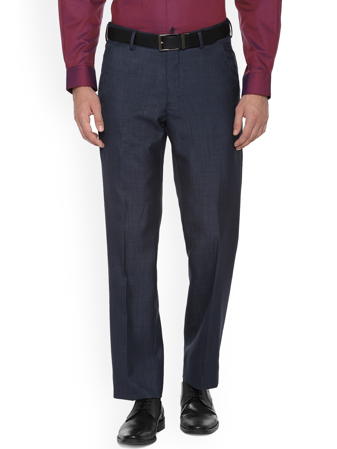 

Van Heusen Men Regular Fit Formal Trousers, Navy blue
