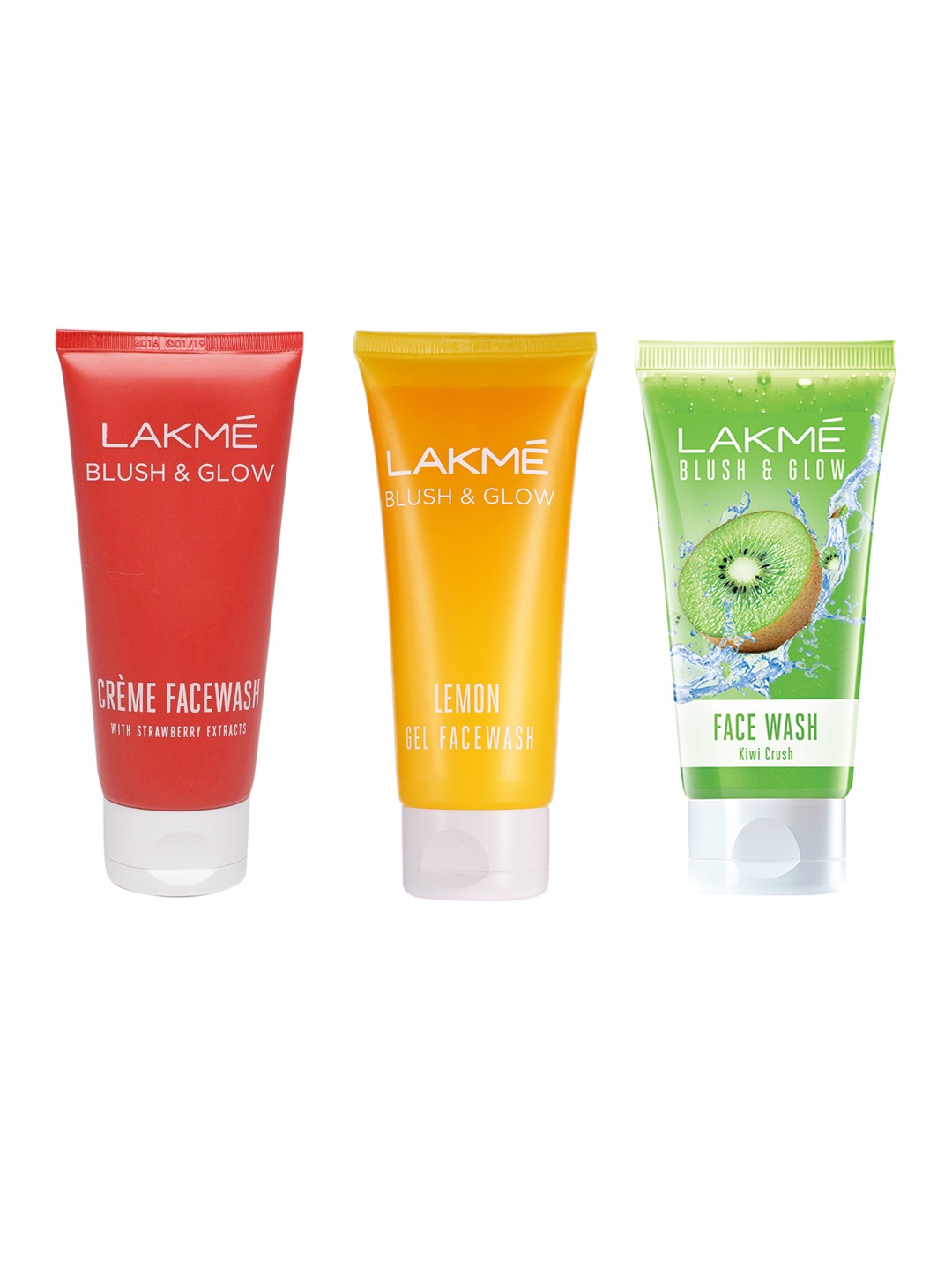 

Lakme Set Of 3 Blush & Glow Face Wash - Kiwi Crush + Lemon Fresh + Strawberry - 100g Each, Green