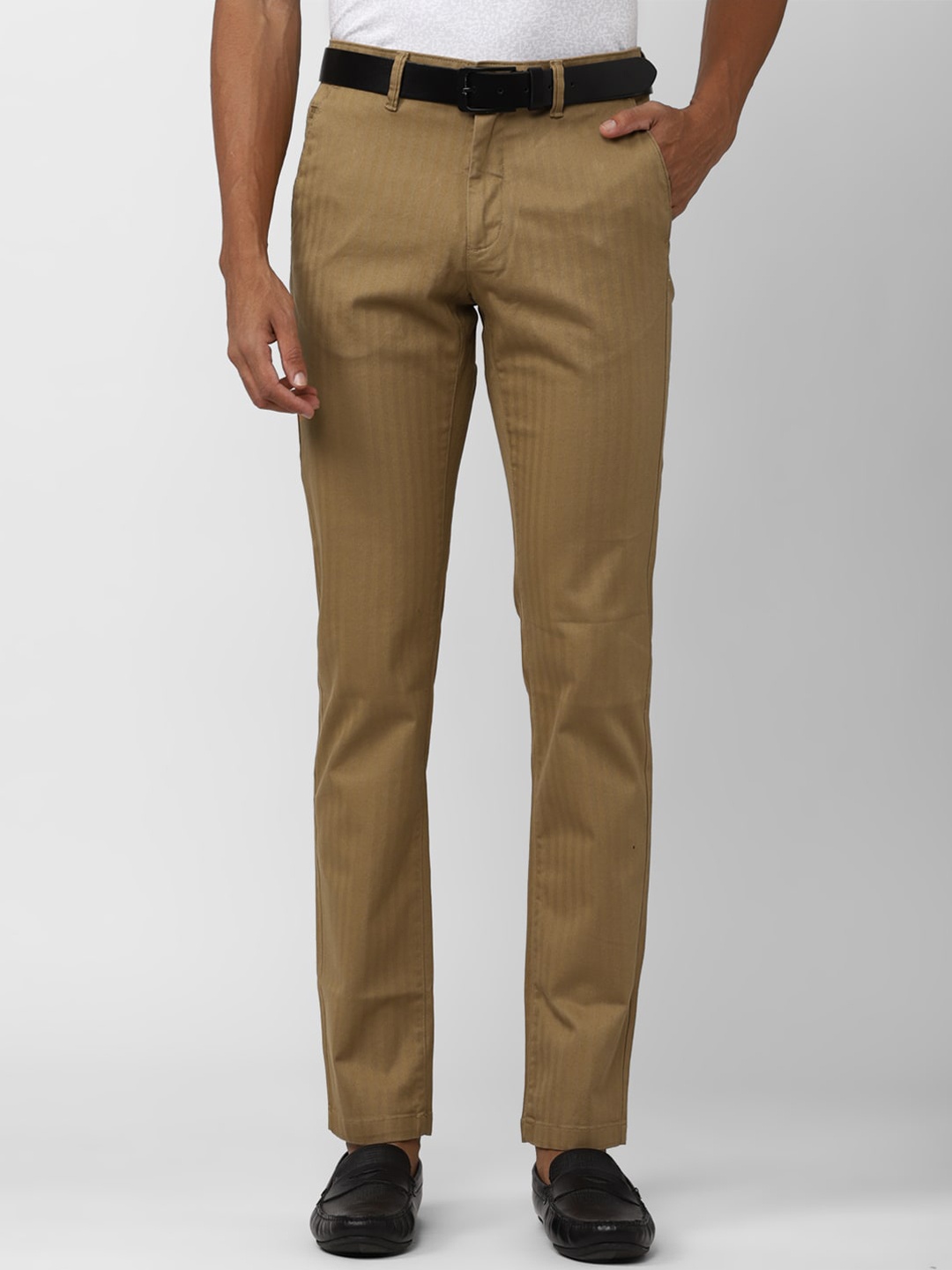 

Van Heusen Sport Men Striped Slim Fit Trousers, Khaki