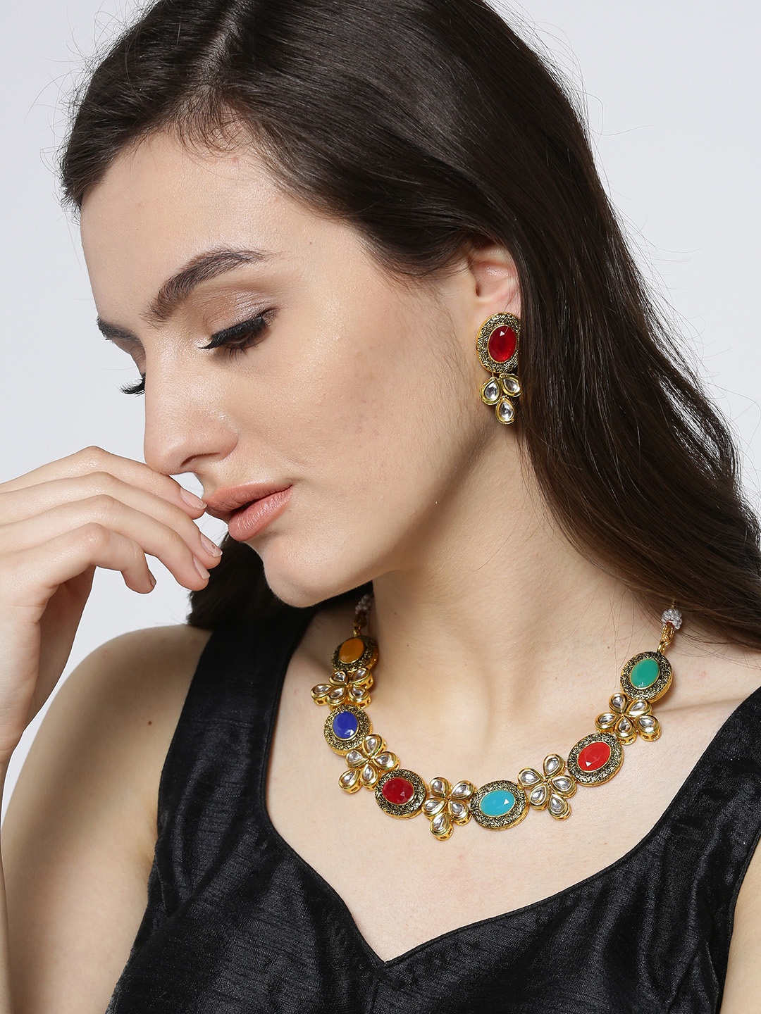 

YouBella Multicoloured Stone-Studded Jewellery Set, Multi