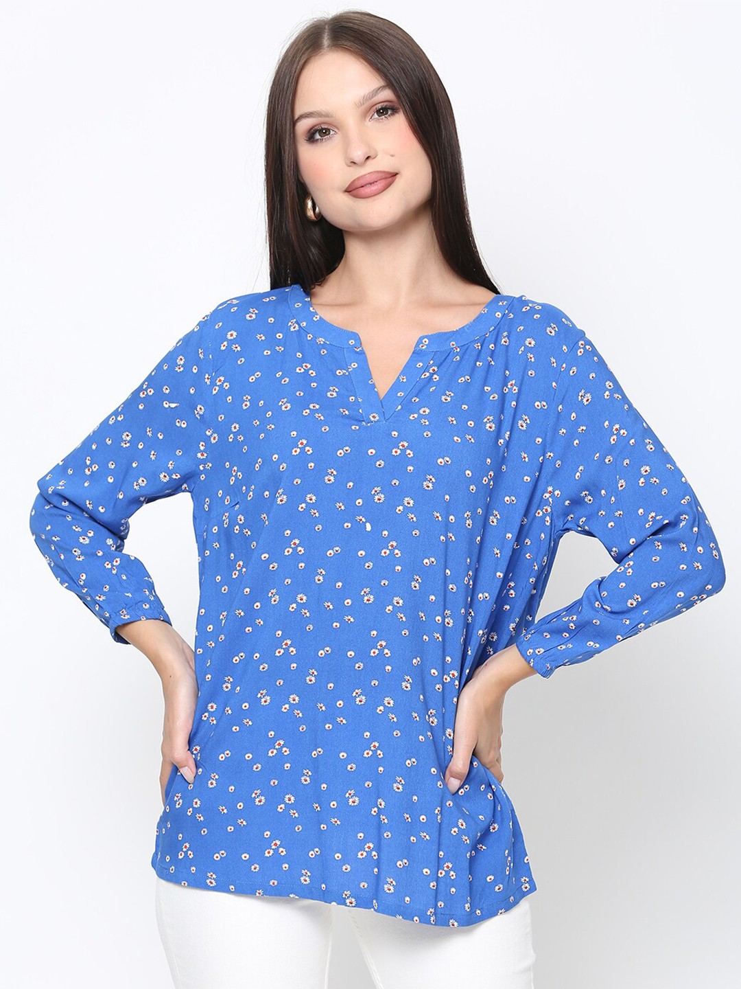 

DRIRO Floral Printed Top, Blue