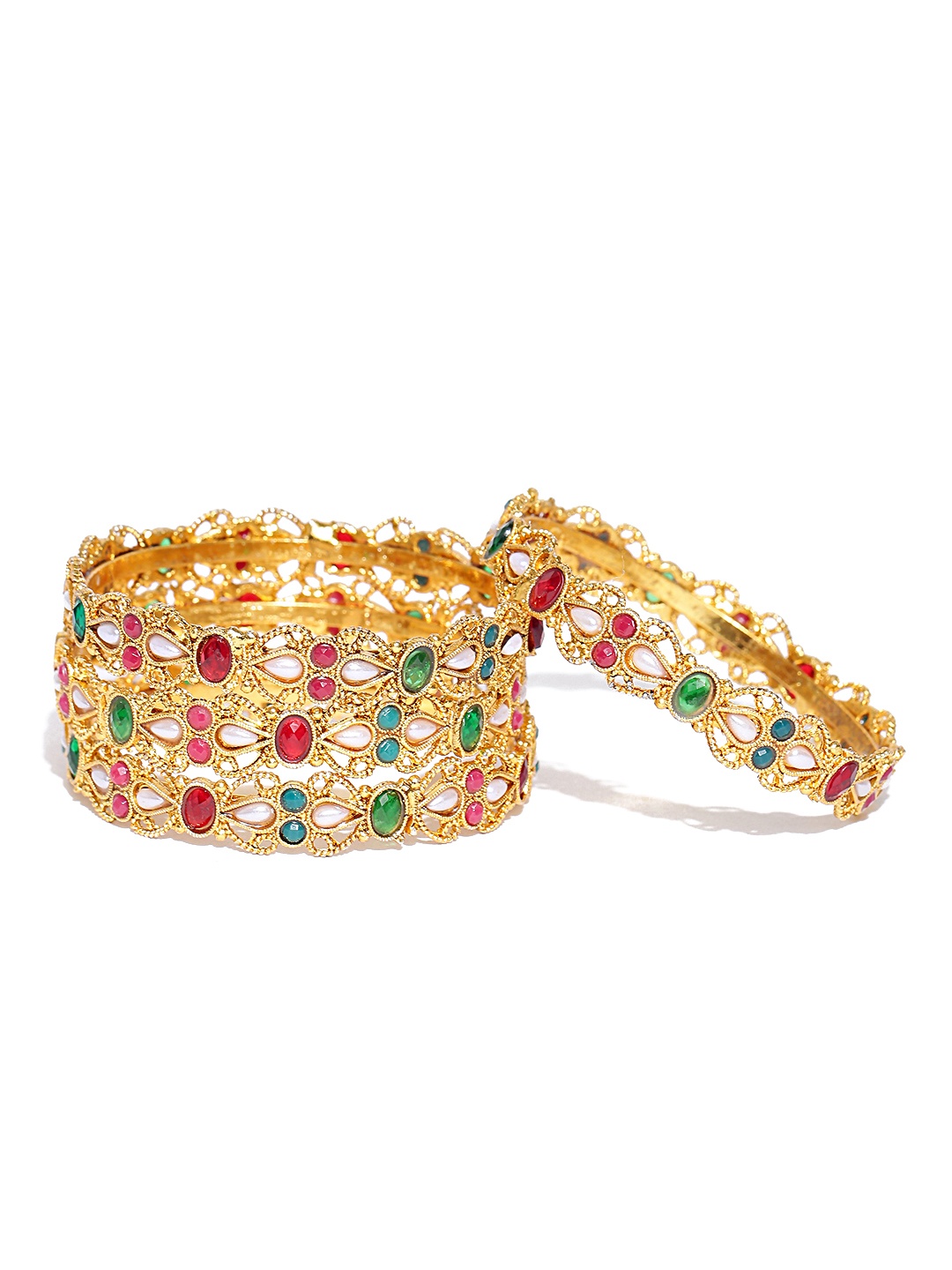 

YouBella Set of 4 Gold-Toned Stone-Studded Bangles