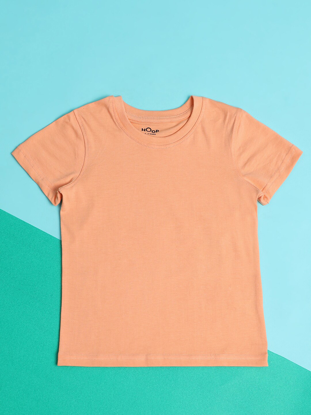 

Hoop Girls Round Neck Regular Fit Cotton T-shirt, Peach