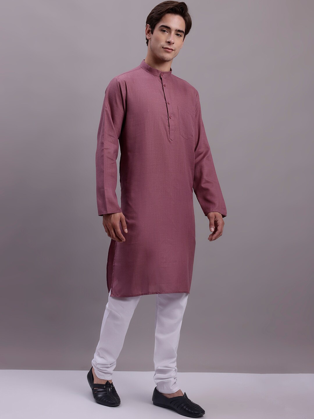 

Jompers Regular Pure Cotton Kurta With Churidar, Mauve