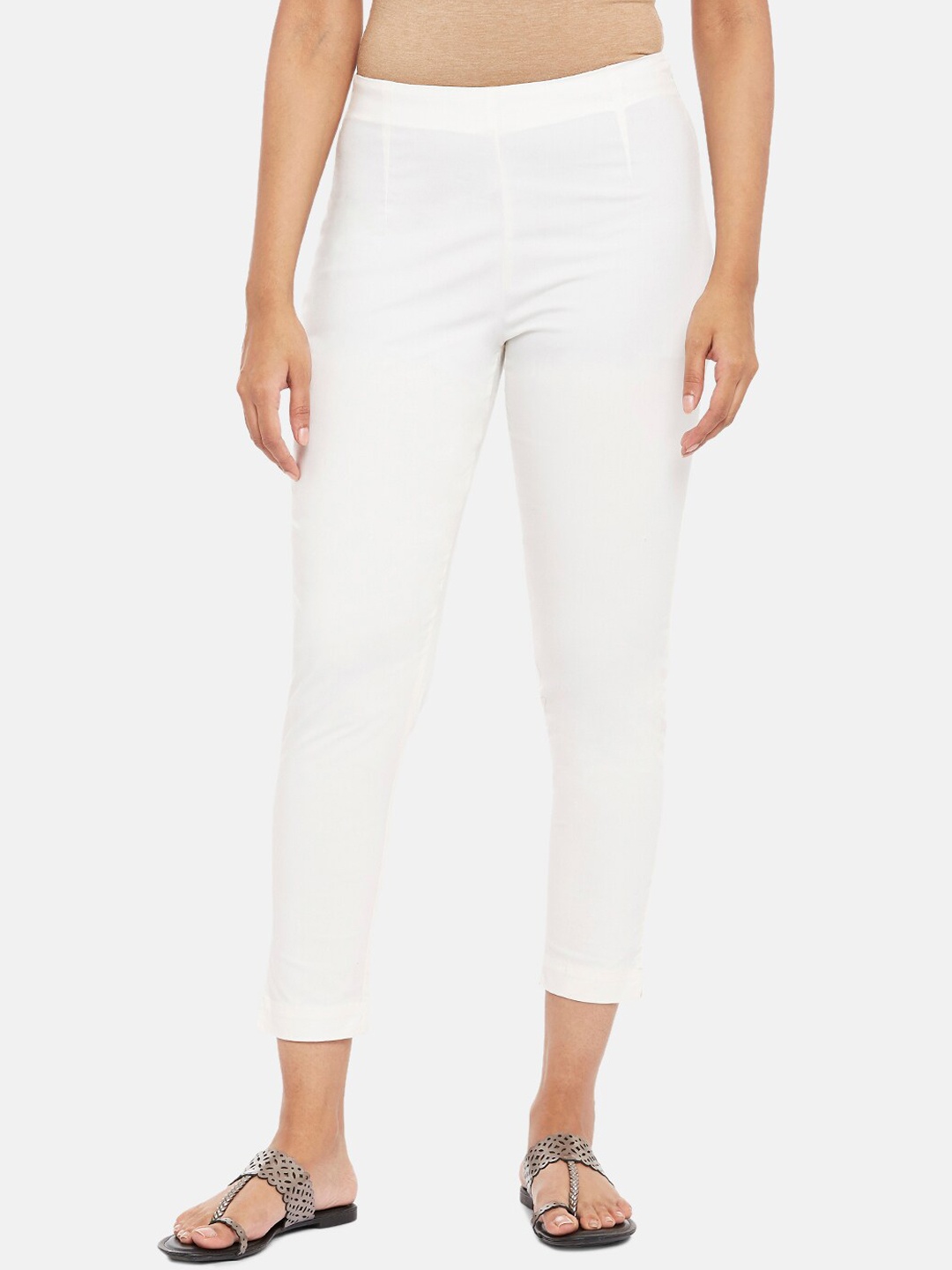 

RANGMANCH BY PANTALOONS Women Mid-Rise Trousers, Off white