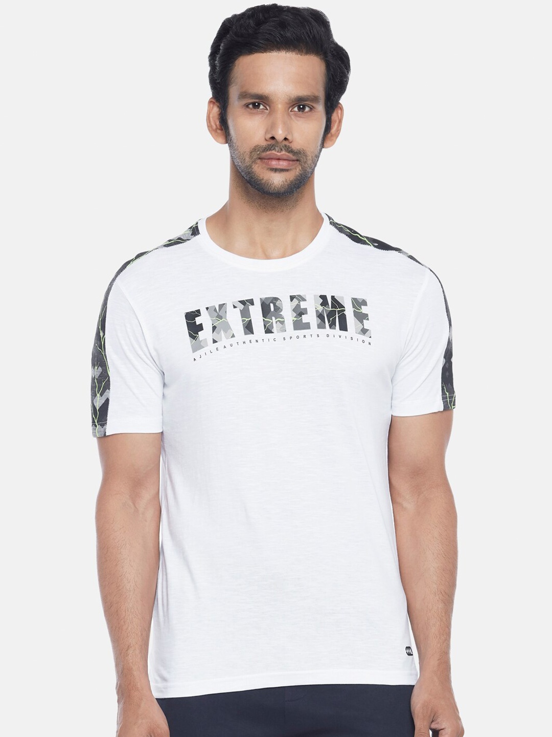

Ajile by Pantaloons Typography Printed Round Neck Slim Fit Cotton T-shirt, White
