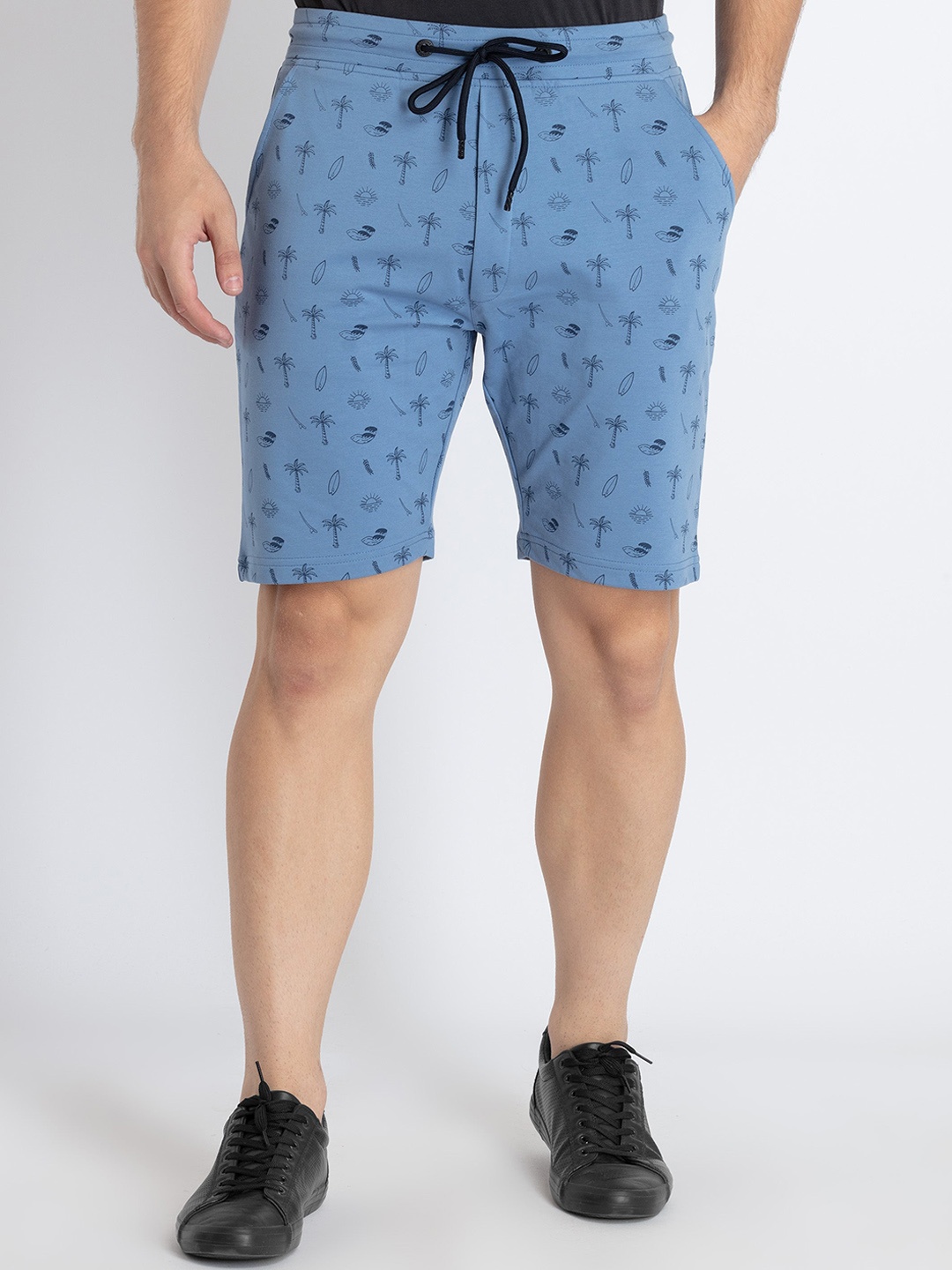 

Status Quo Men Conversational Printed Cotton Shorts, Blue