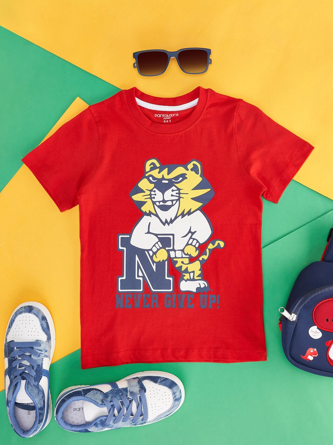 

Pantaloons Junior Boys Graphic Printed Cotton T-shirt, Red