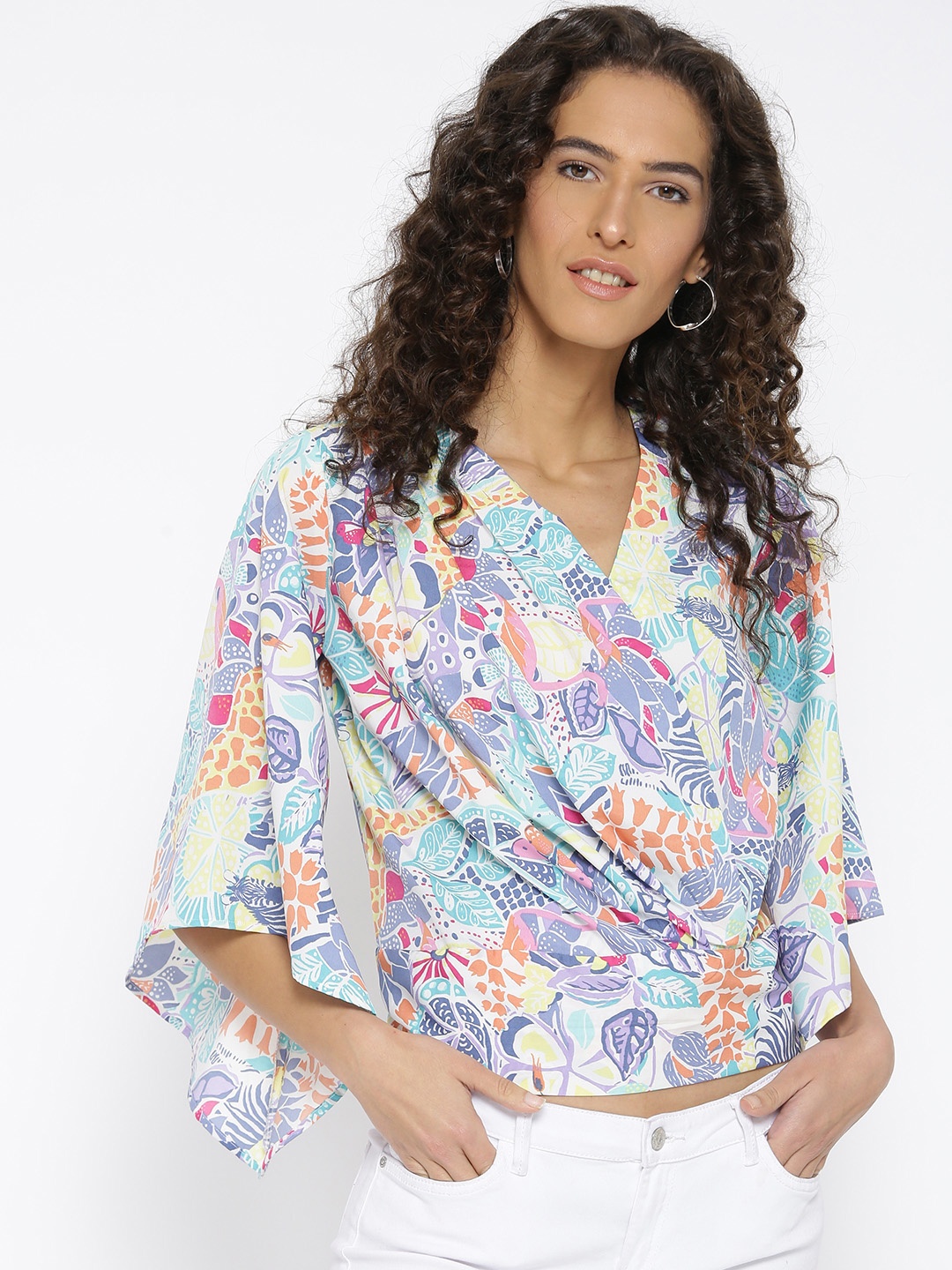 

Style Quotient Women Multicoloured Printed Wrap Top, Multi