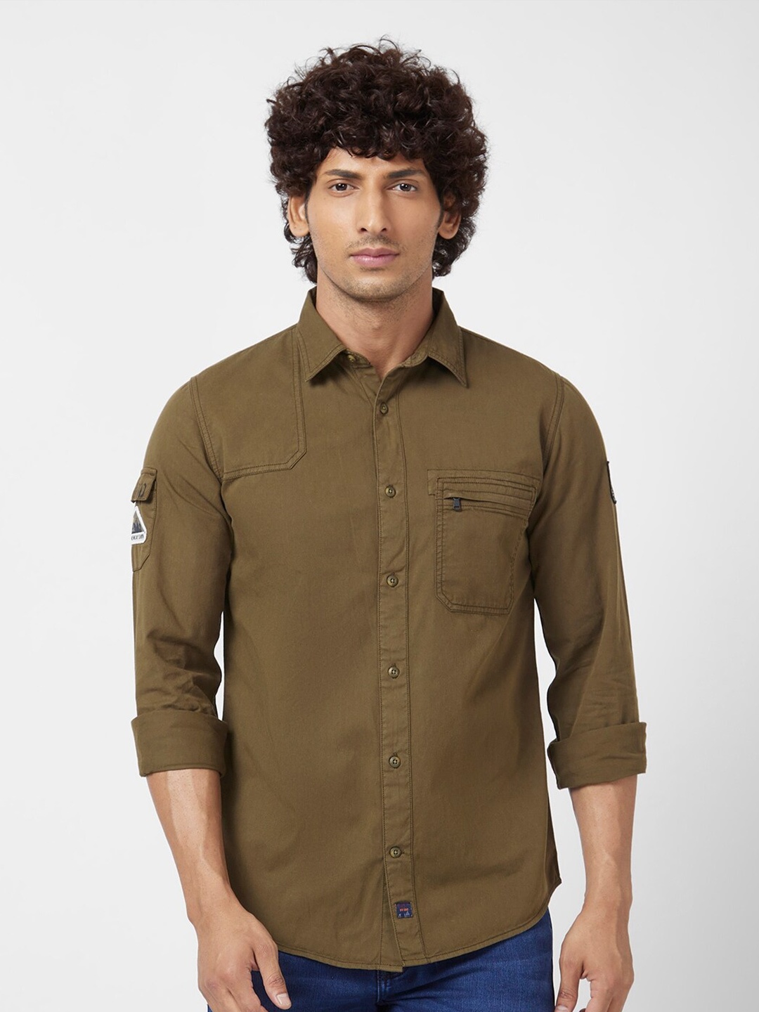 

SPYKAR Classic Regular Fit Cotton Linen Casual Shirt, Green