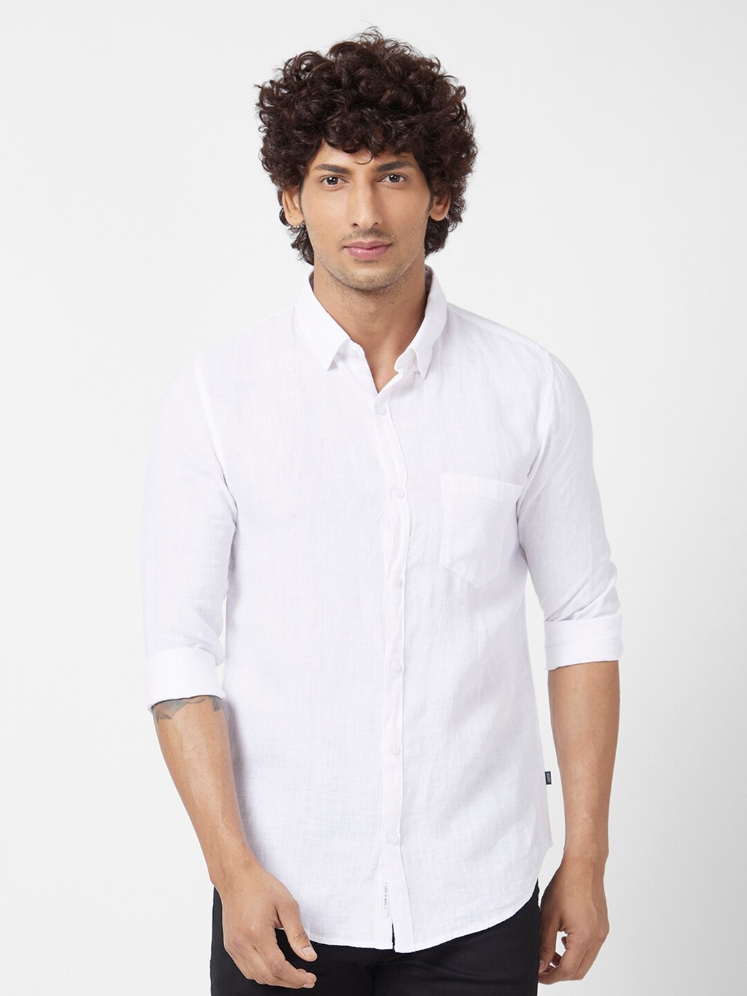 

SPYKAR Classic Slim Fit Linen Casual Shirt, White