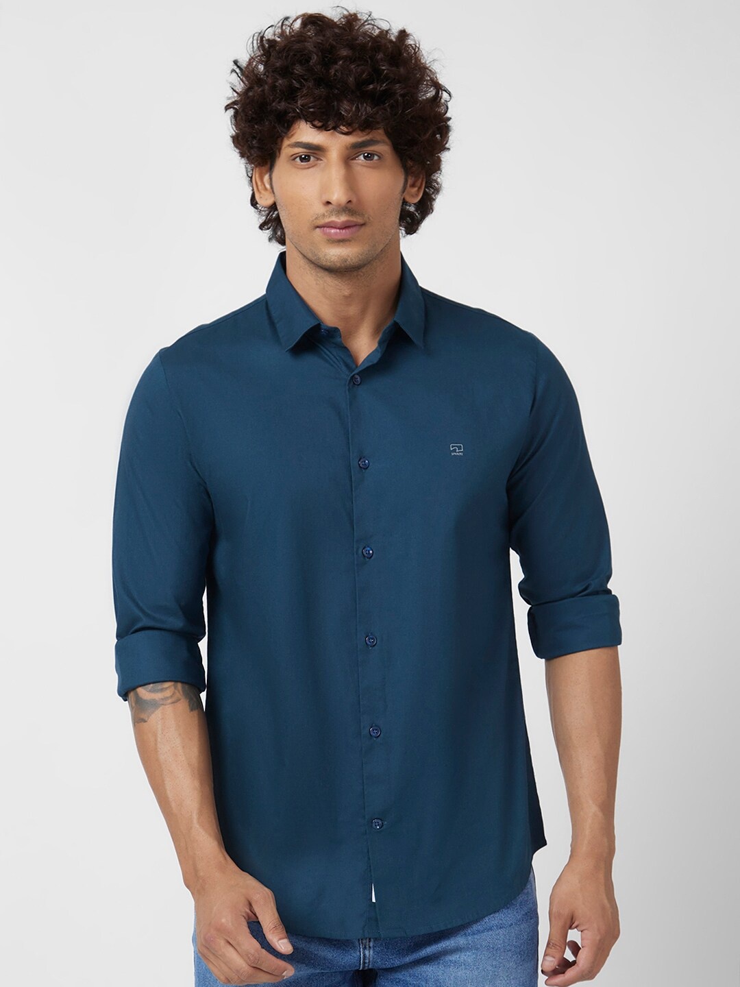 

SPYKAR Cotton Linen Regular Fit Classic Casual Shirt, Green