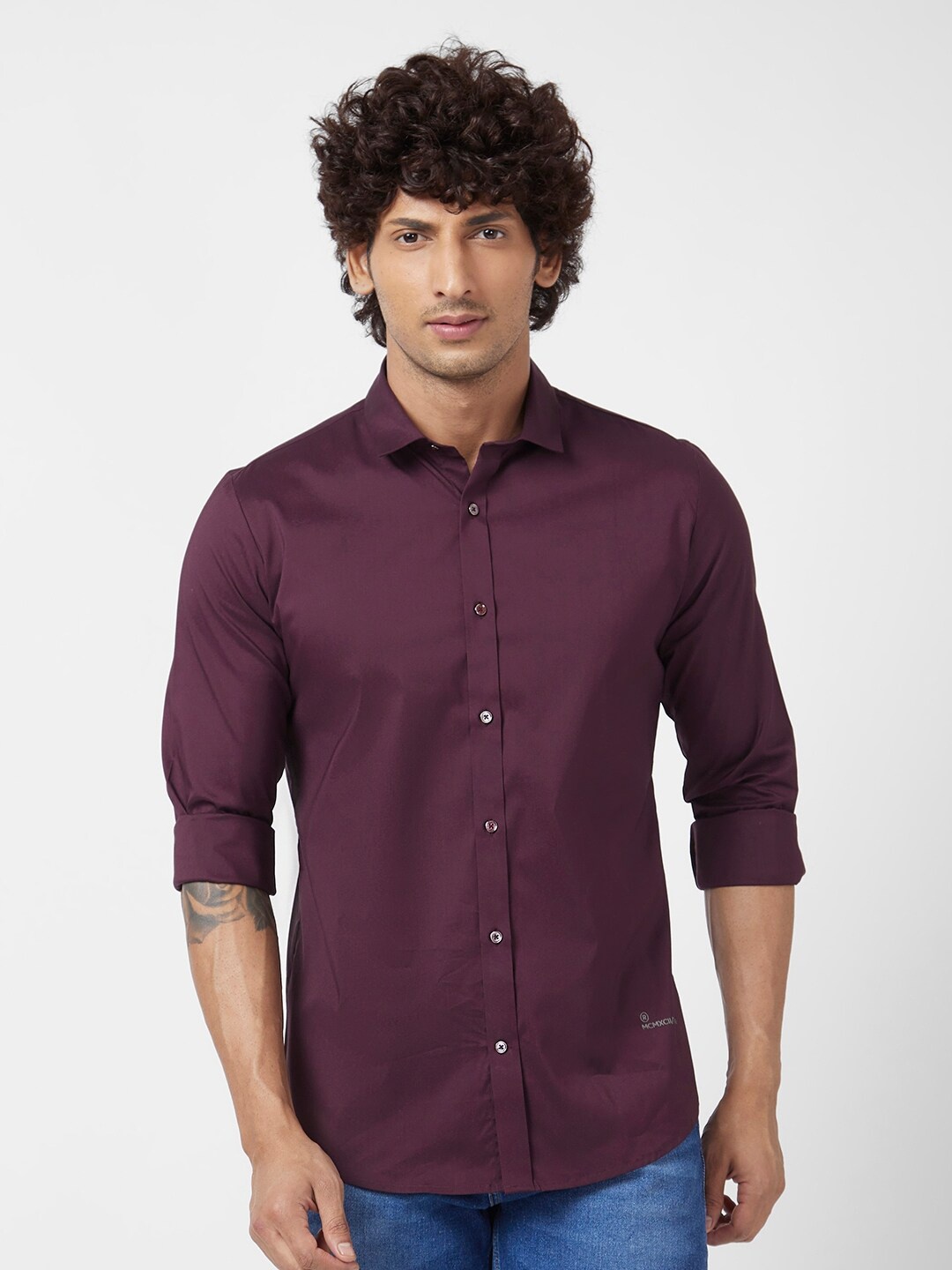 

SPYKAR Classic Opaque Cotton Linen Casual Shirt, Maroon