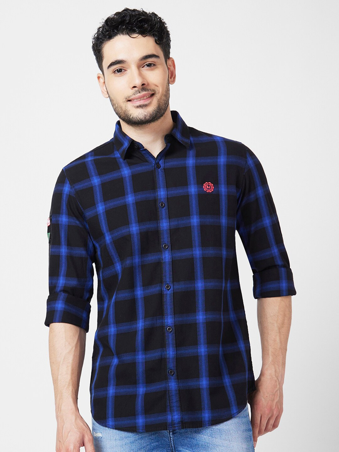 

SPYKAR Classic Tartan Checks Opaque Cotton Casual Shirt, Blue