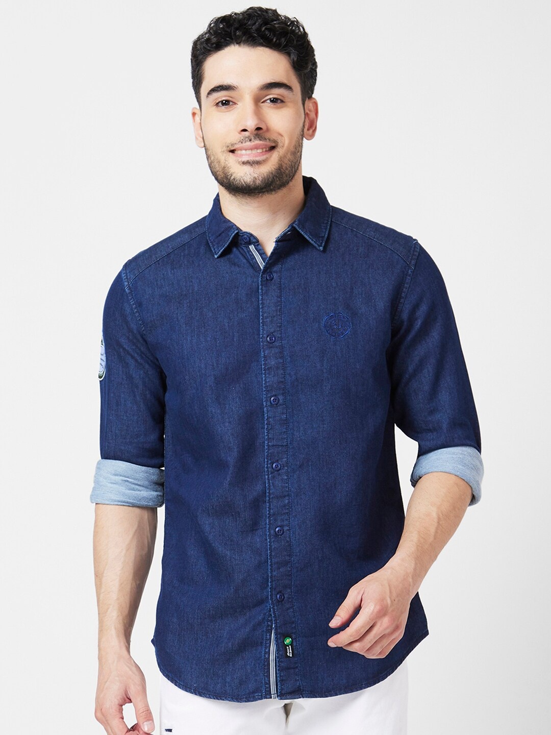 

SPYKAR Classic Spread Collar Opaque Regular Fit Cotton Casual Shirt, Blue