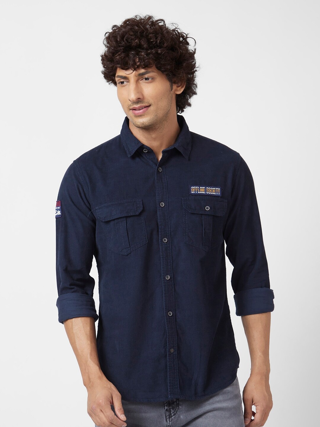 

SPYKAR Classic Spread Collar Opaque Regular Fit Cotton Linen Casual Shirt, Blue
