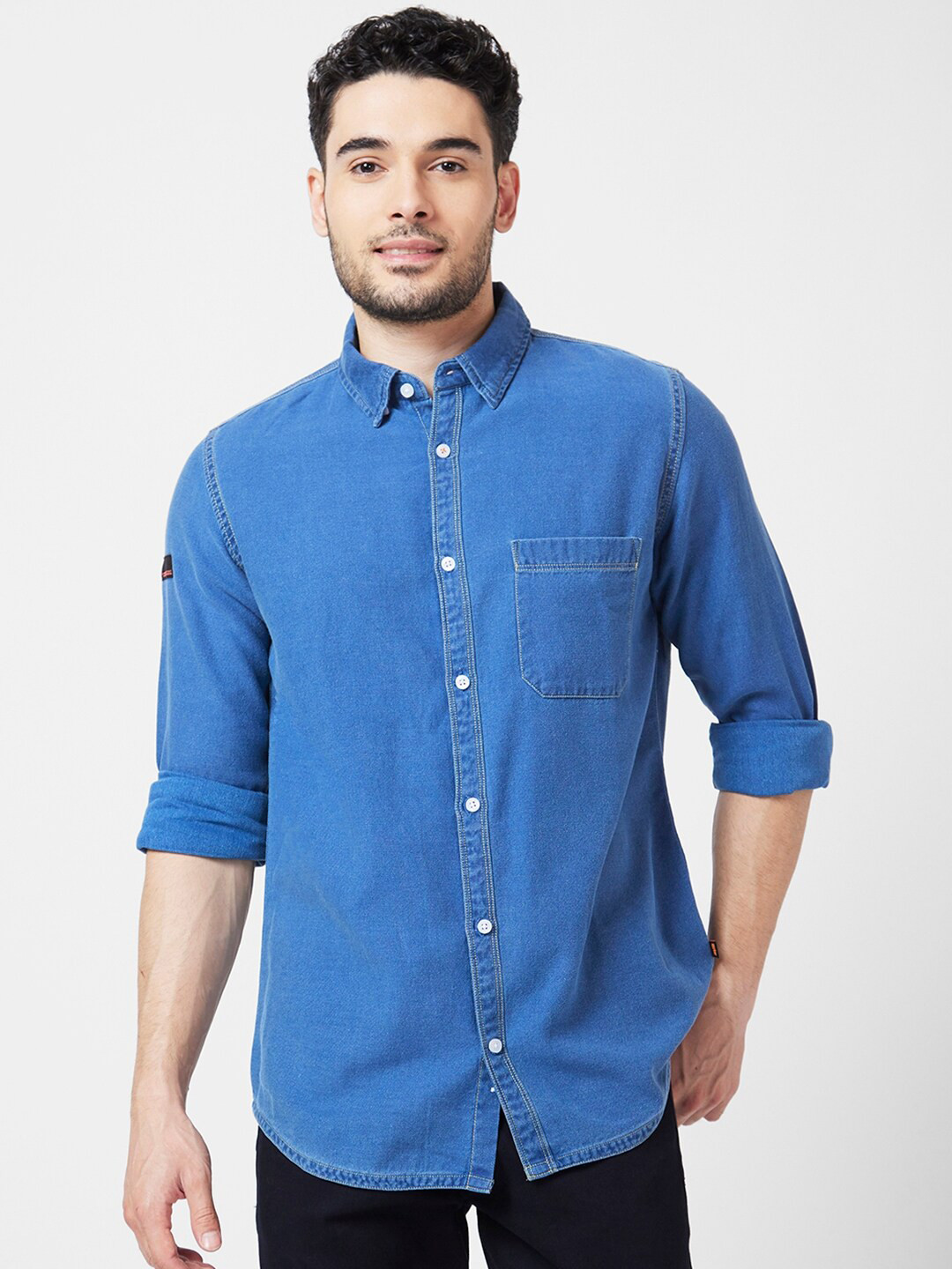 

SPYKAR Cotton Classic Opaque Casual Shirt, Blue