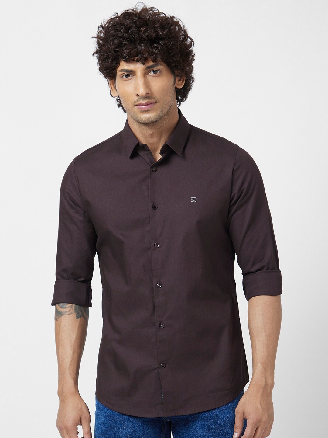

SPYKAR Classic Opaque Cotton Linen Casual Shirt, Brown
