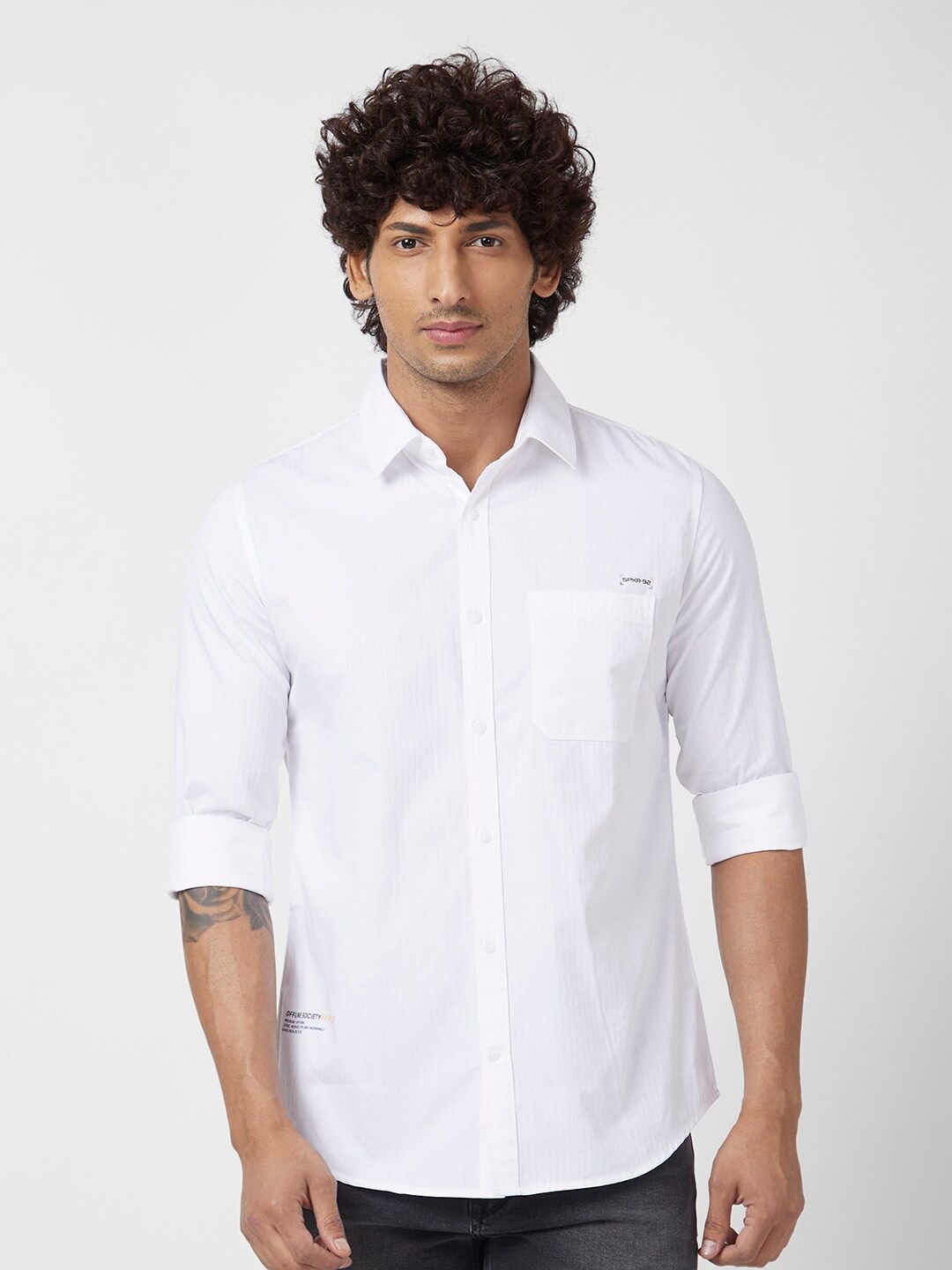 

SPYKAR Classic Slim Fit Cotton Linen Casual Shirt, White