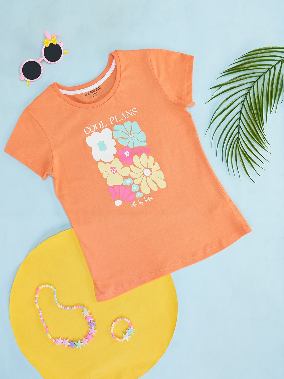 

Pantaloons Junior Girls Graphic Printed Cotton T-shirt, Orange