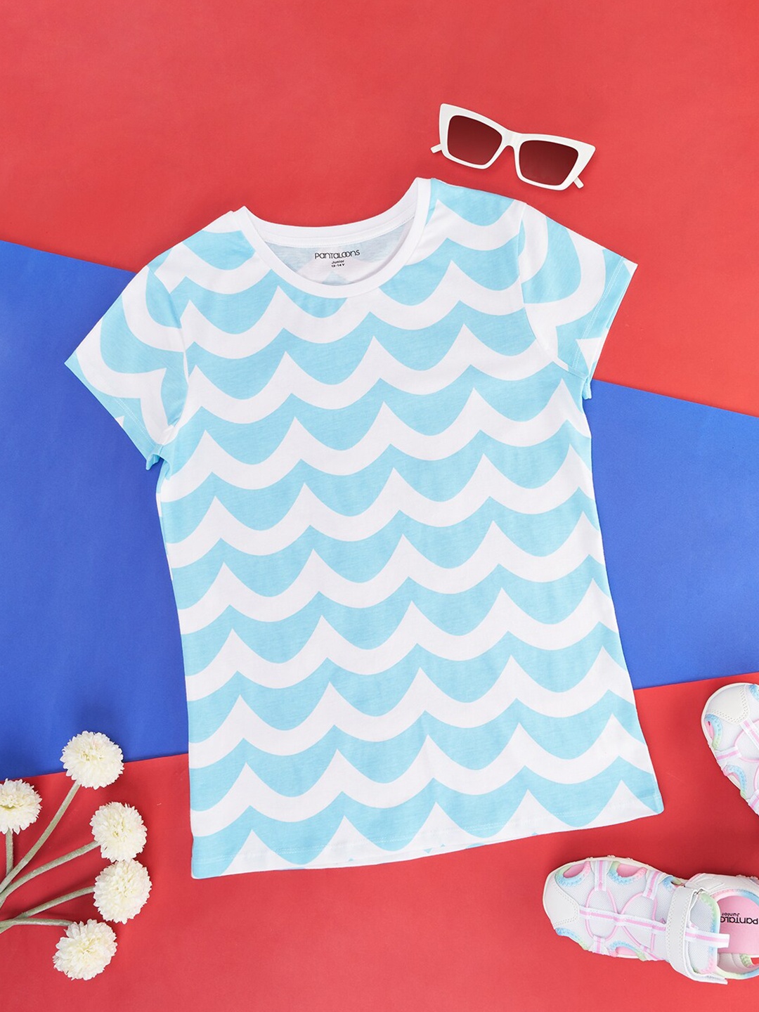 

Pantaloons Junior Girls Abstract Printed Cotton T-shirt, White