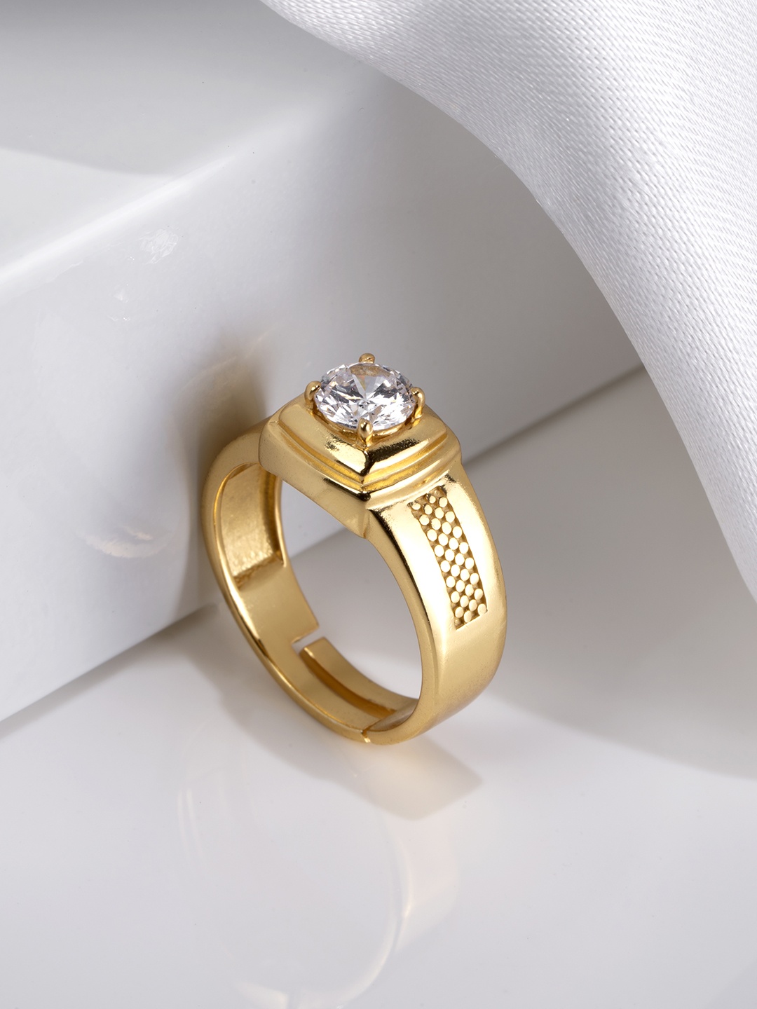 

Zavya Men Gold-Plated 925 Pure Sterling Silver Adjustable Ring