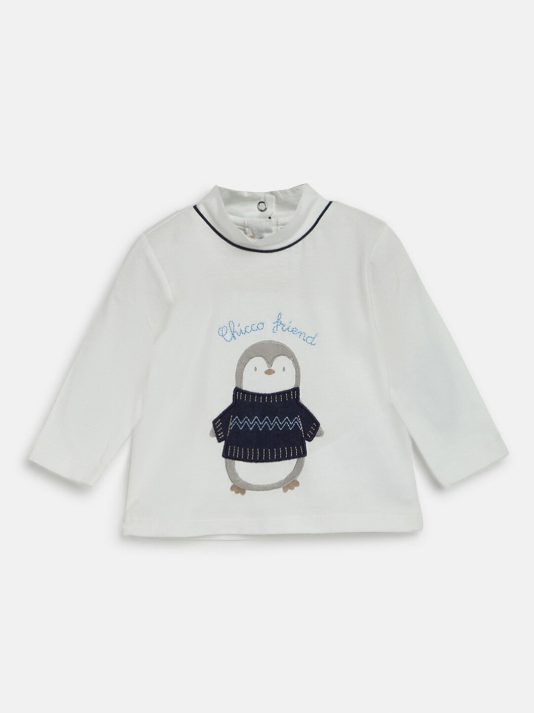 

Chicco Boys Graphic Printed High Neck Embroidered Cotton T-shirt, White
