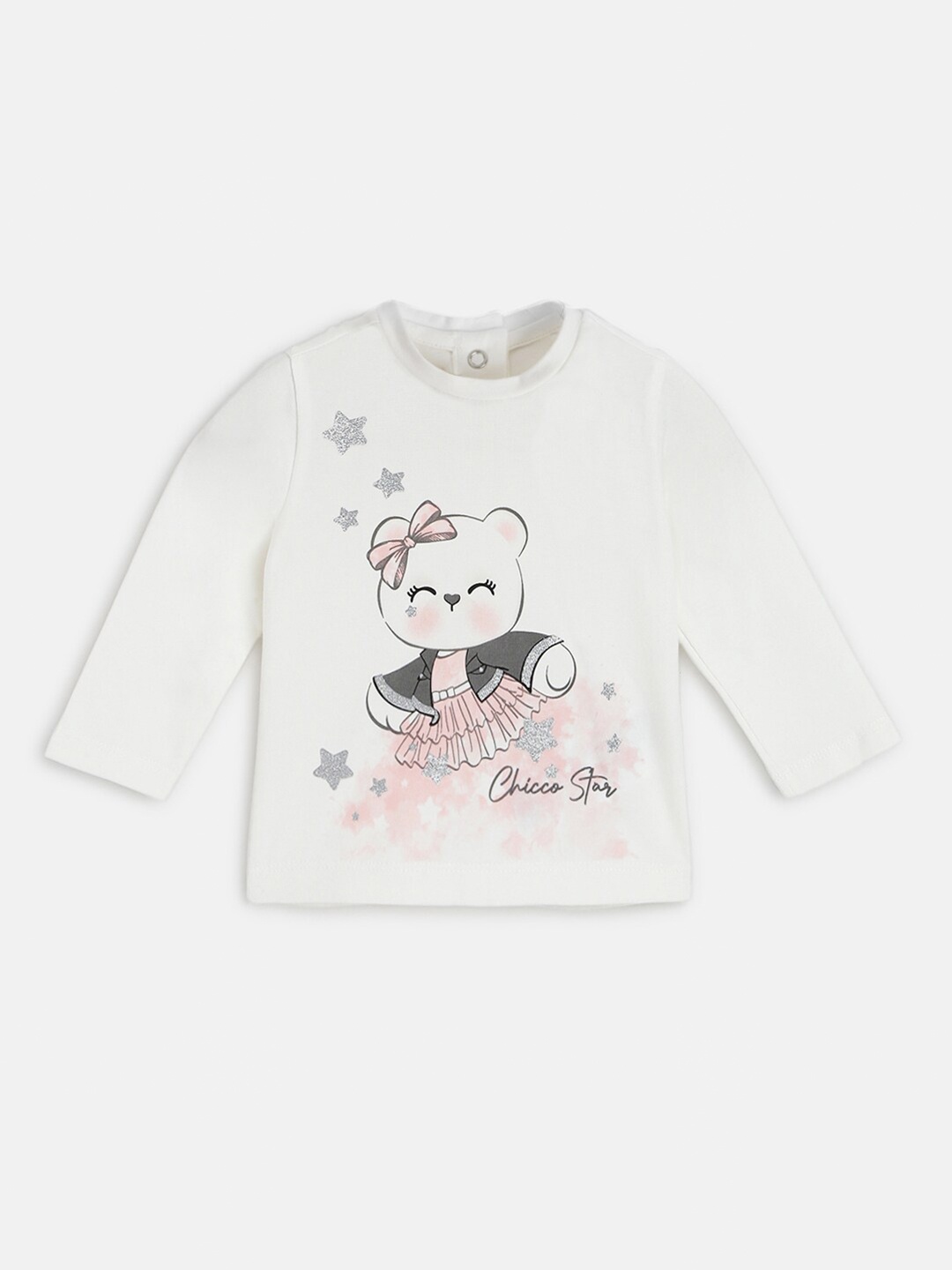 

Chicco Girls Humour and Comic Printed Round Neck Pure Cotton T-shirt, White