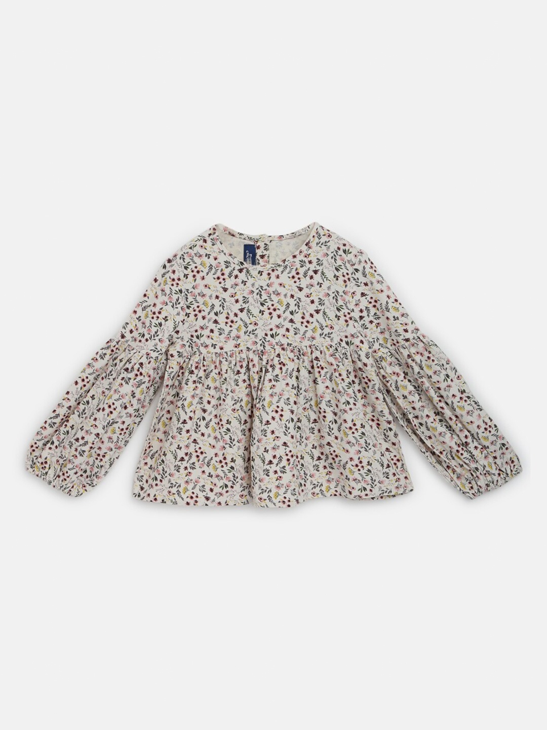 

Chicco Girls Floral Printed Cotton Peplum Top, Beige