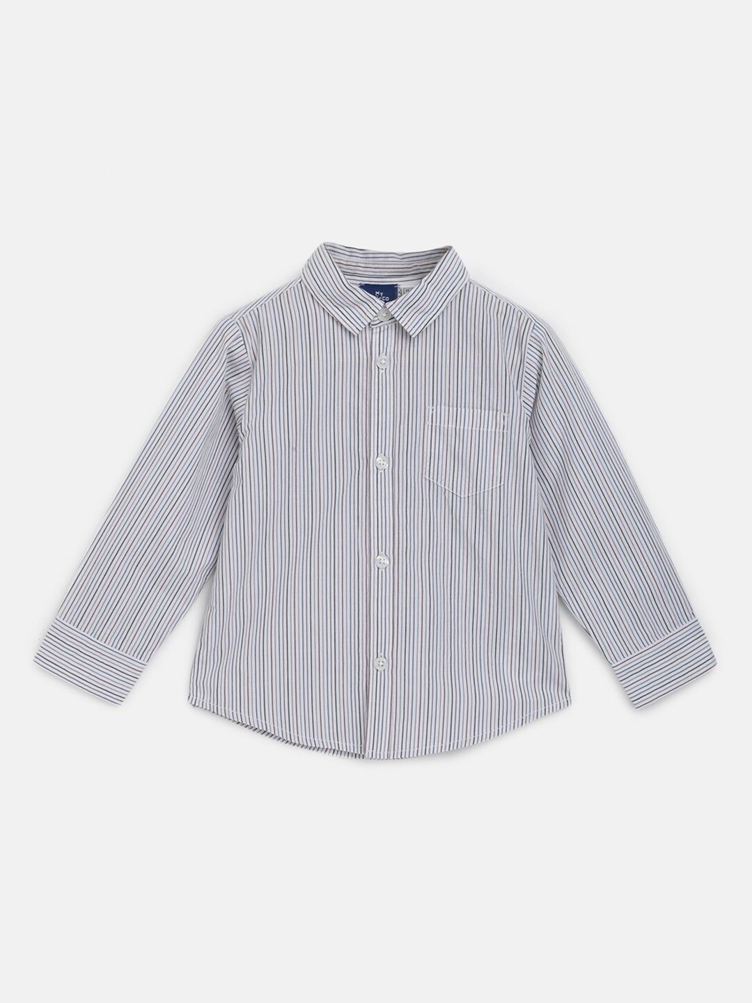 

Chicco Boys Comfort Vertical Stripes Spread Collar Cotton Casual Shirt, Blue