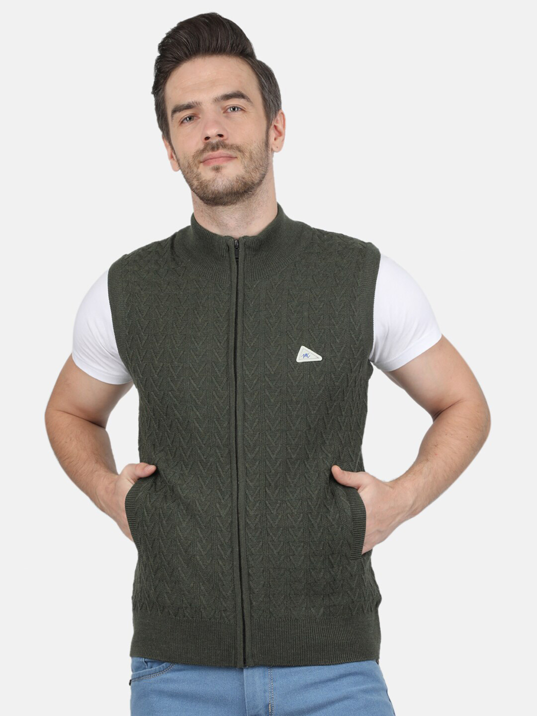 

Monte Carlo Cable Knit Woollen Cardigan, Grey